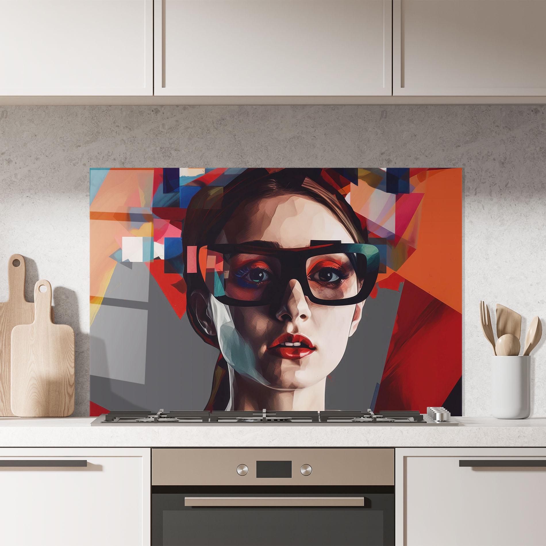 Küchenrückwand Glas Big Black Glasses mockup 7