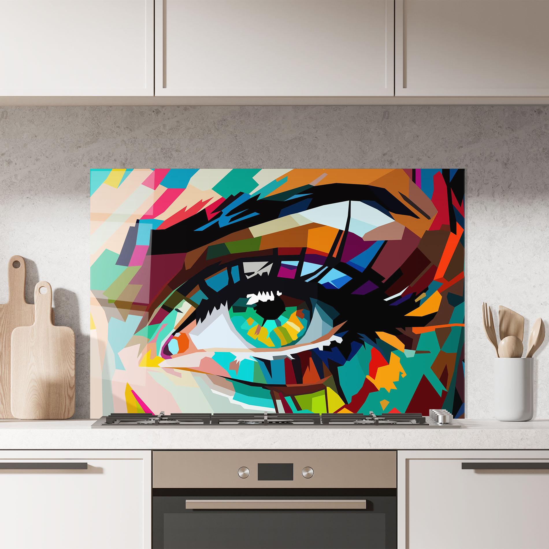 Küchenrückwand Glas Green Art Eye mockup 7