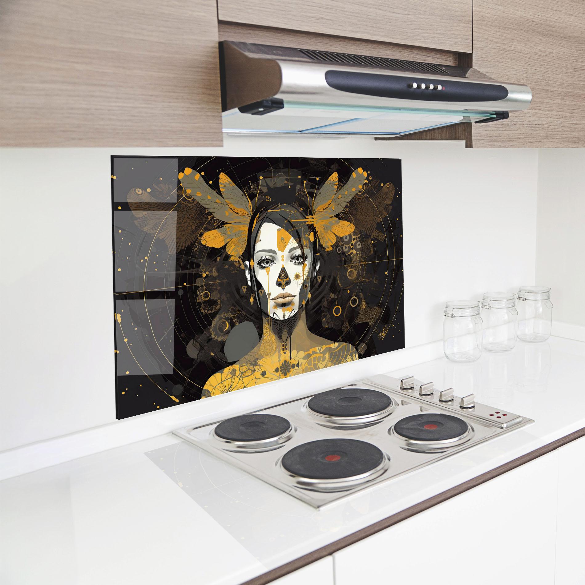 Küchenrückwand Glas Colorful Graphical Artwork mockup 8