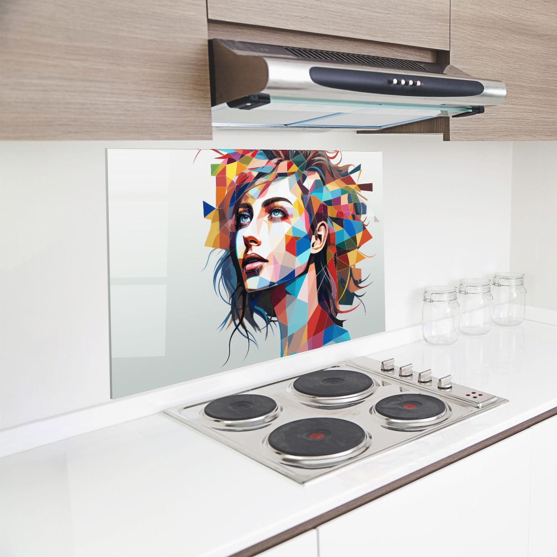 Küchenrückwand Glas Geometric Shapes Hair mockup 8