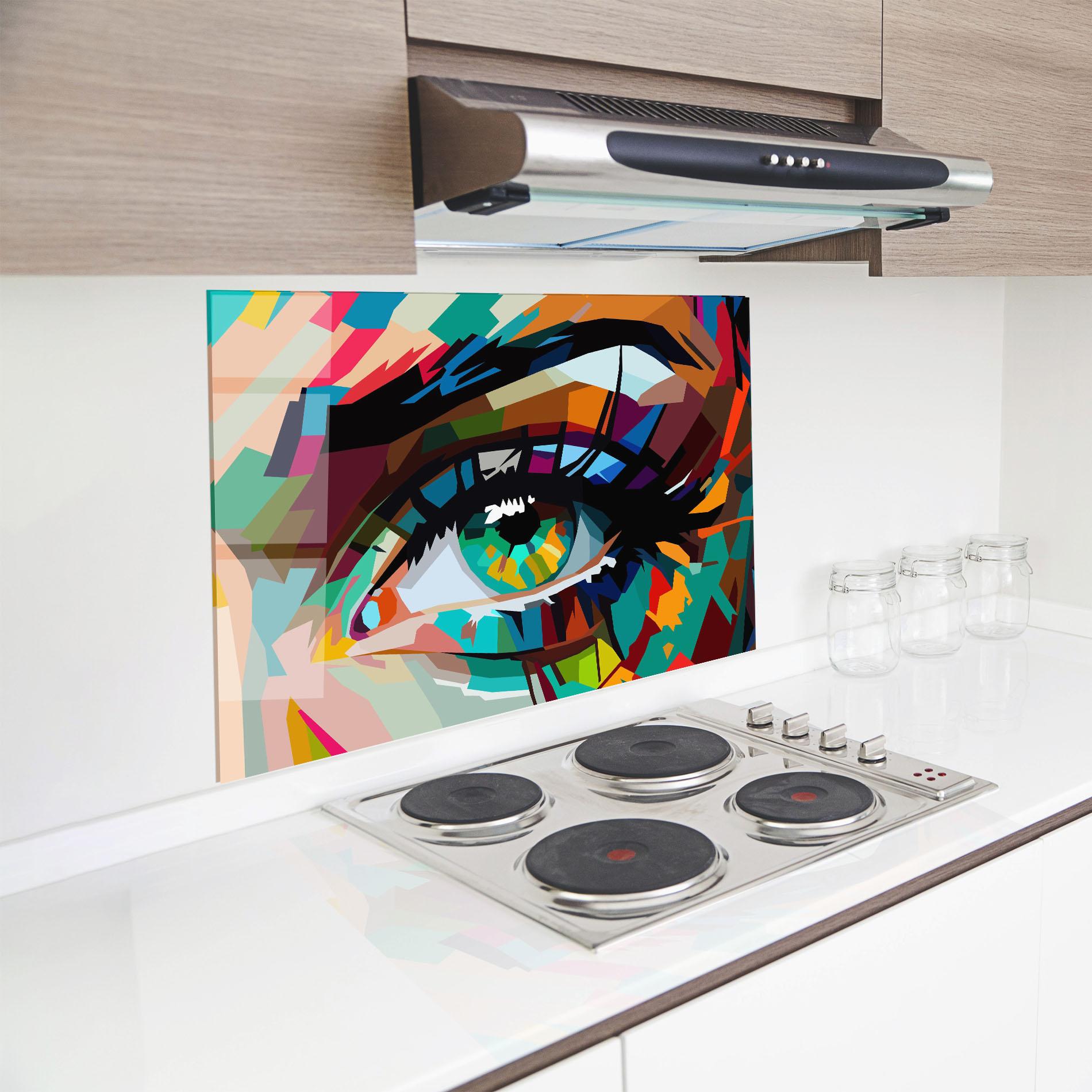 Küchenrückwand Glas Green Art Eye mockup 8