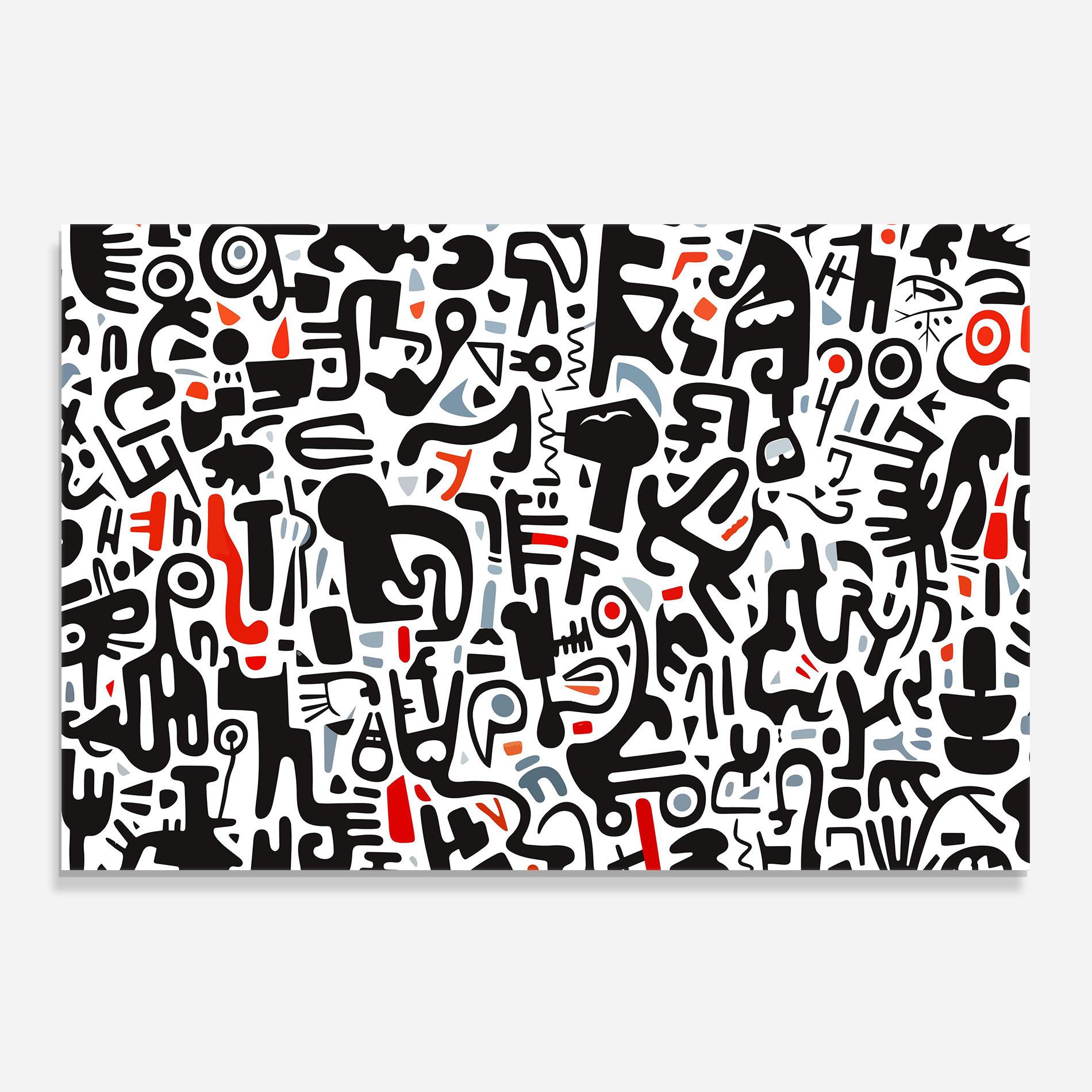 Küchenrückwand Glas Black Red Doodle mockup 0