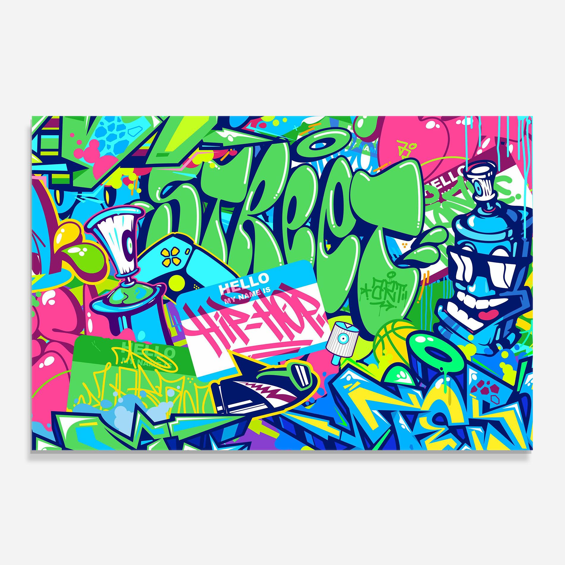 Küchenrückwand Glas Colorful Hip Hop mockup 0