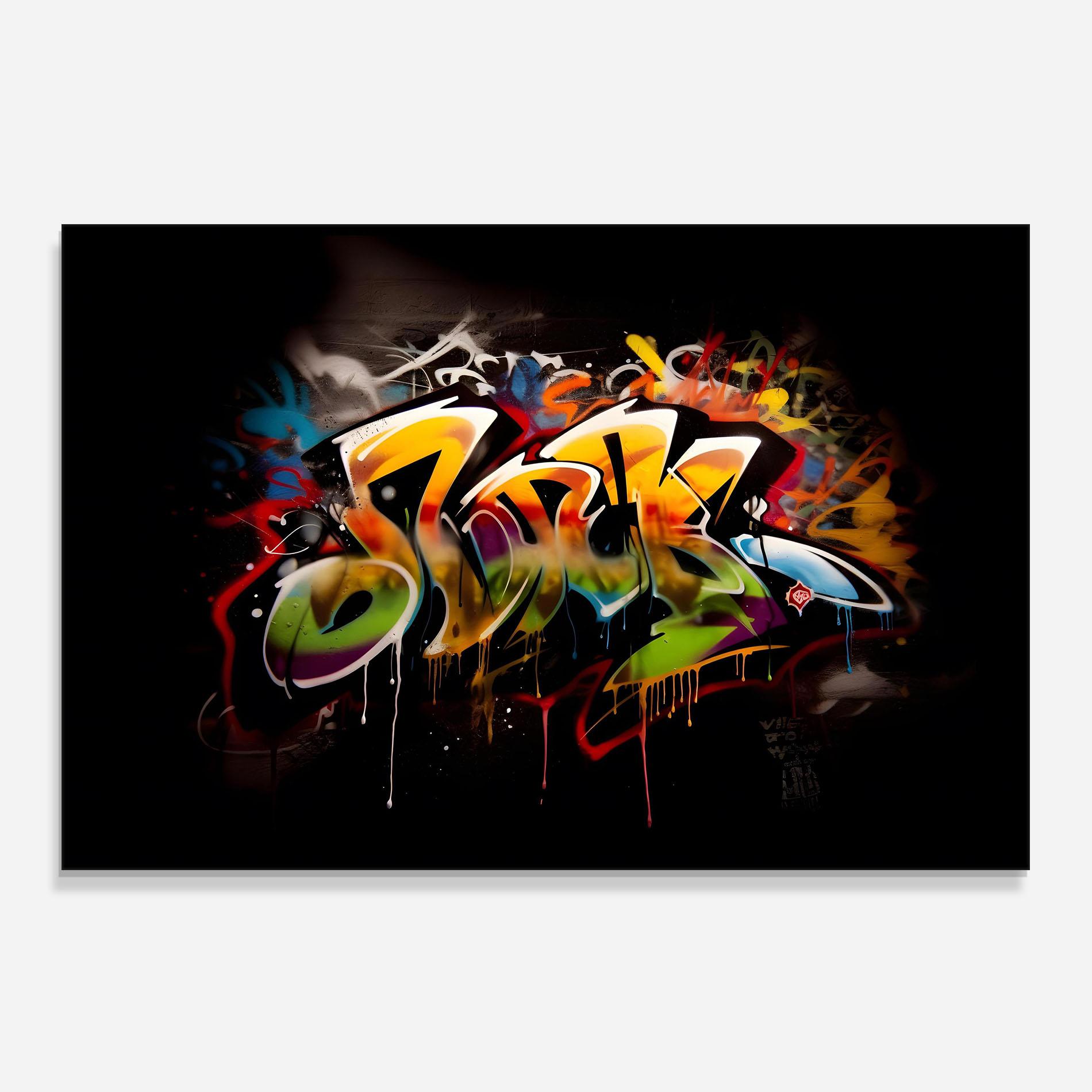 Küchenrückwand Glas Graffiti Style Wall mockup 0