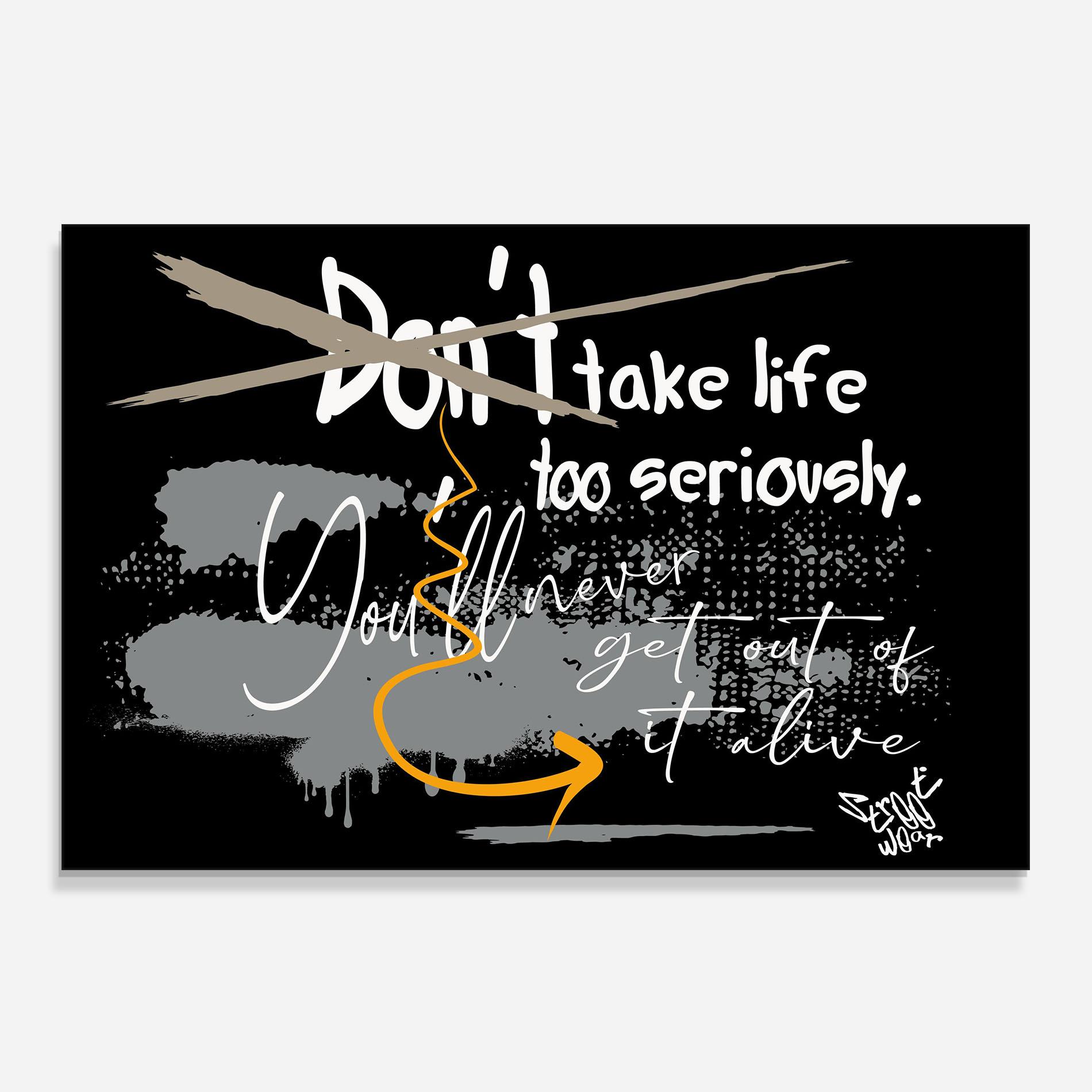 Küchenrückwand Glas Grey Orange Graffiti mockup 0