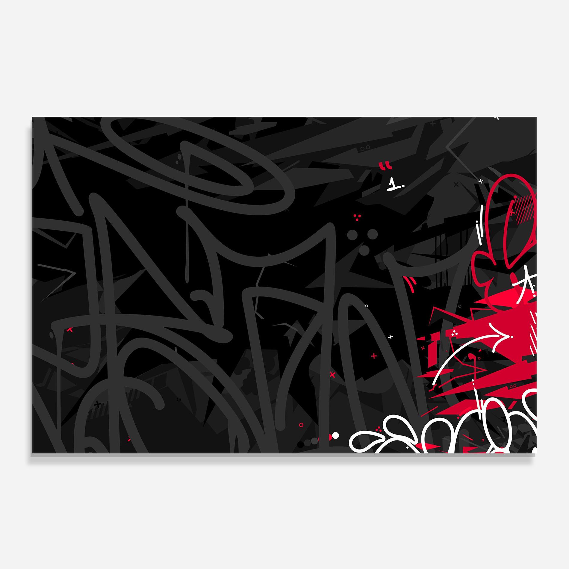 Küchenrückwand Glas Grey Pink Graffiti mockup 0