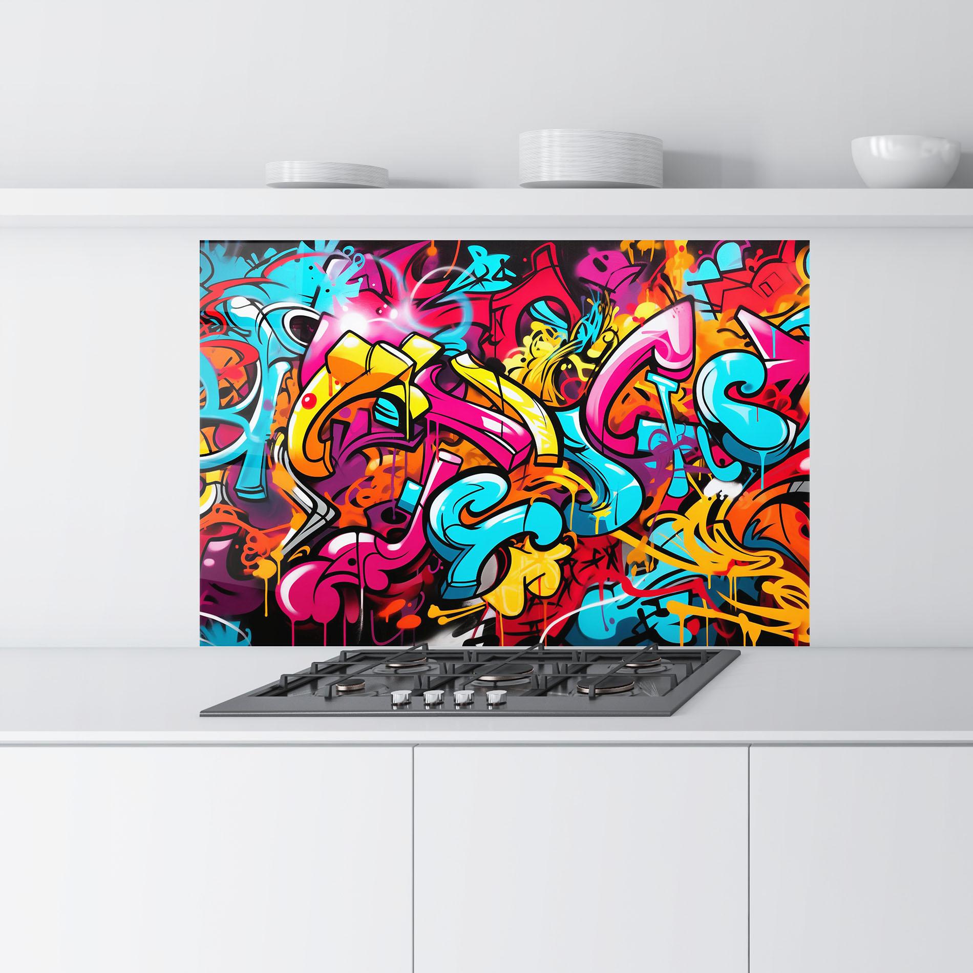 Küchenrückwand Glas Abstract Graffiti mockup 9