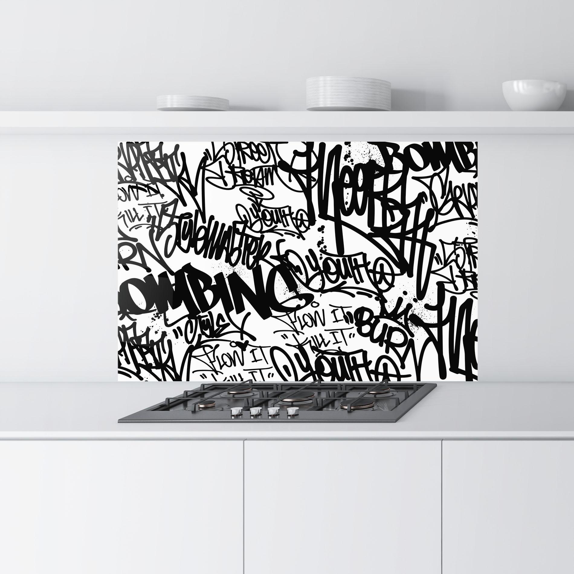 Küchenrückwand Glas Black Tags mockup 9