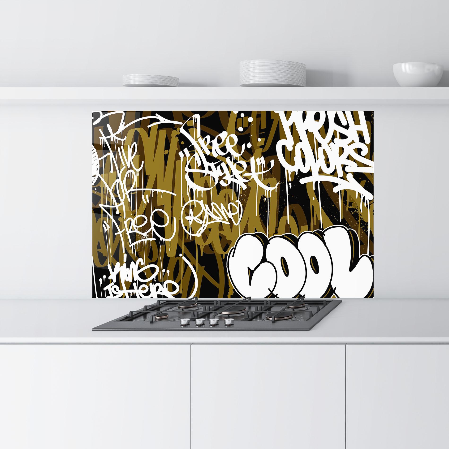 Küchenrückwand Glas Cool Graffiti mockup 9