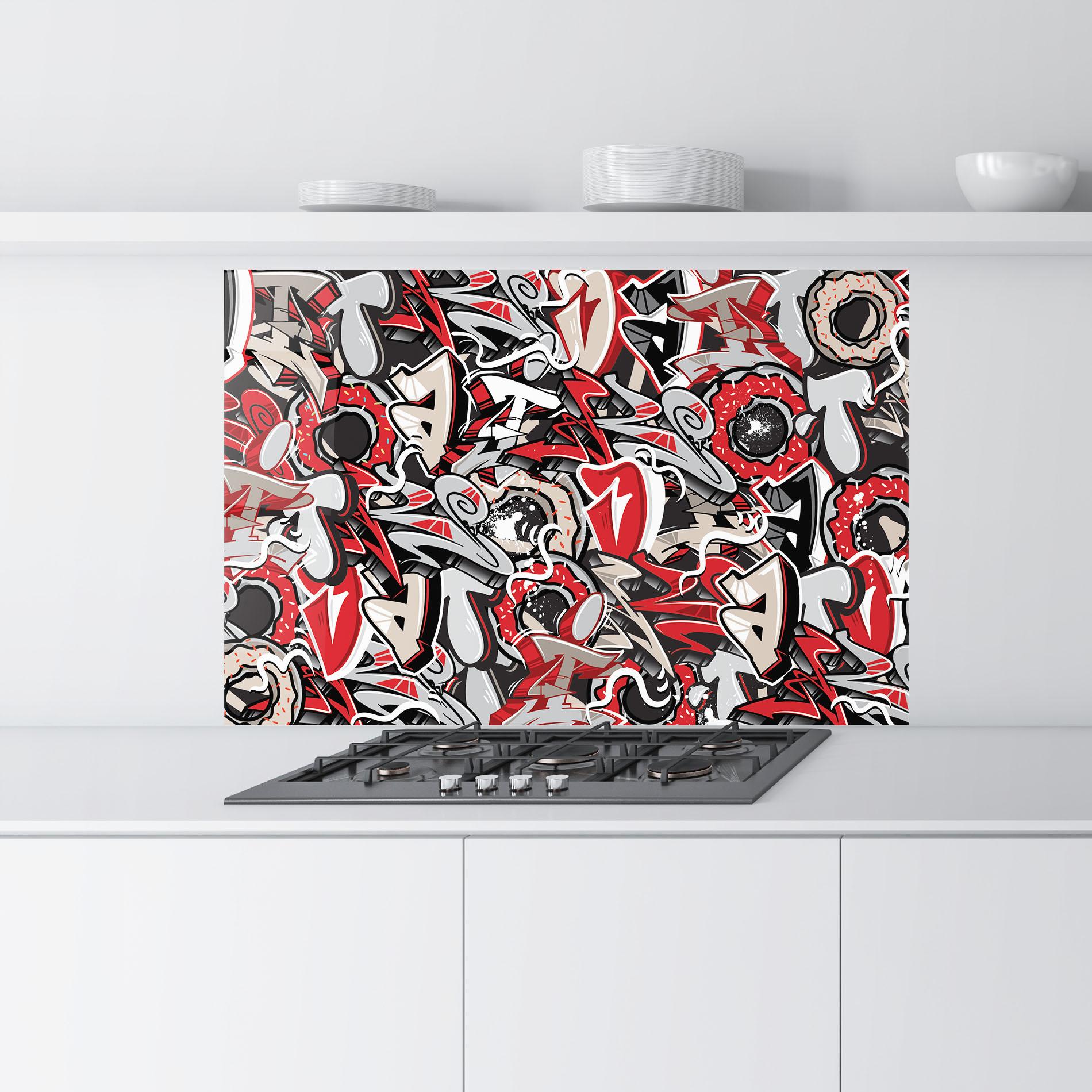 Küchenrückwand Glas Donut Graffiti mockup 9
