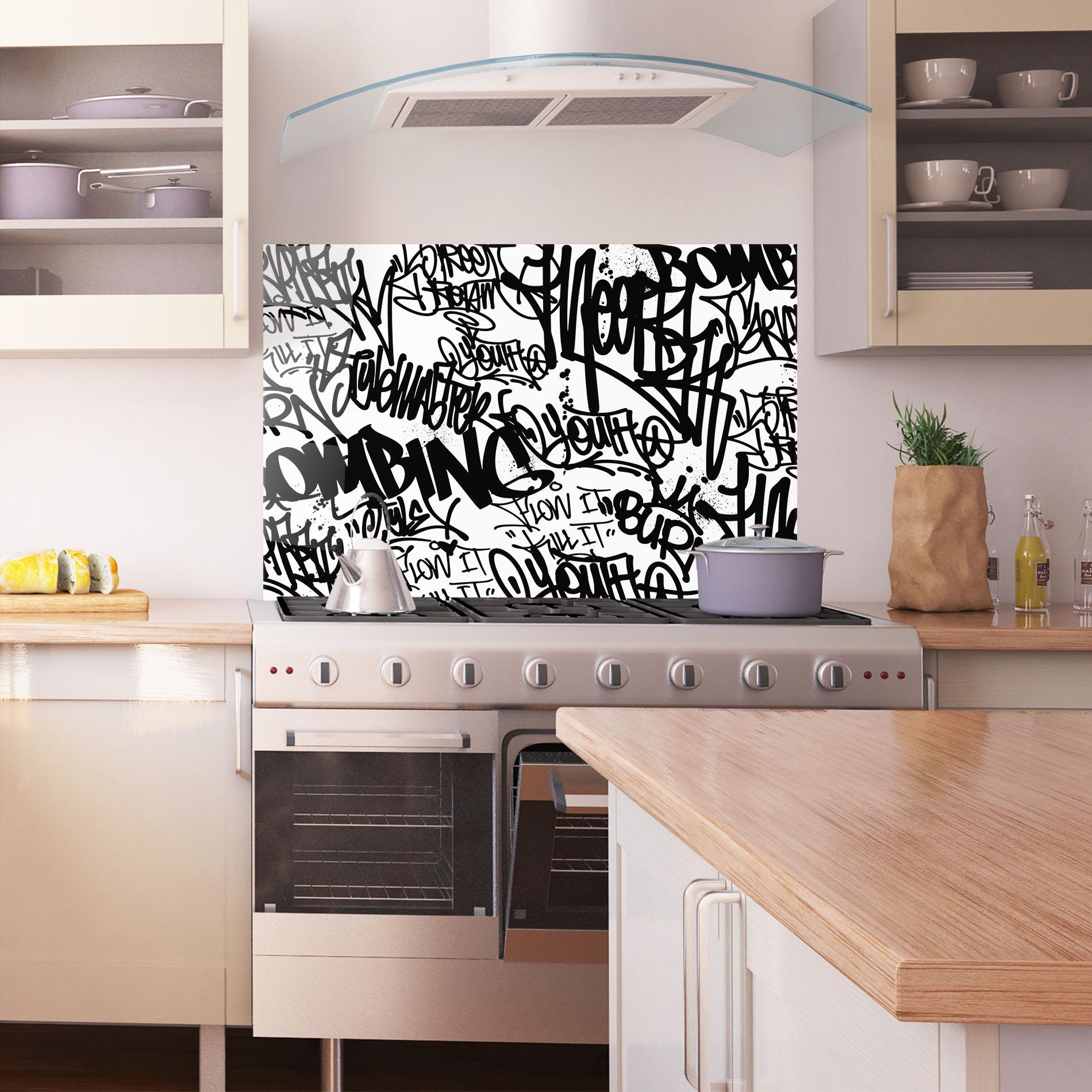 Küchenrückwand Glas Black Tags mockup 1