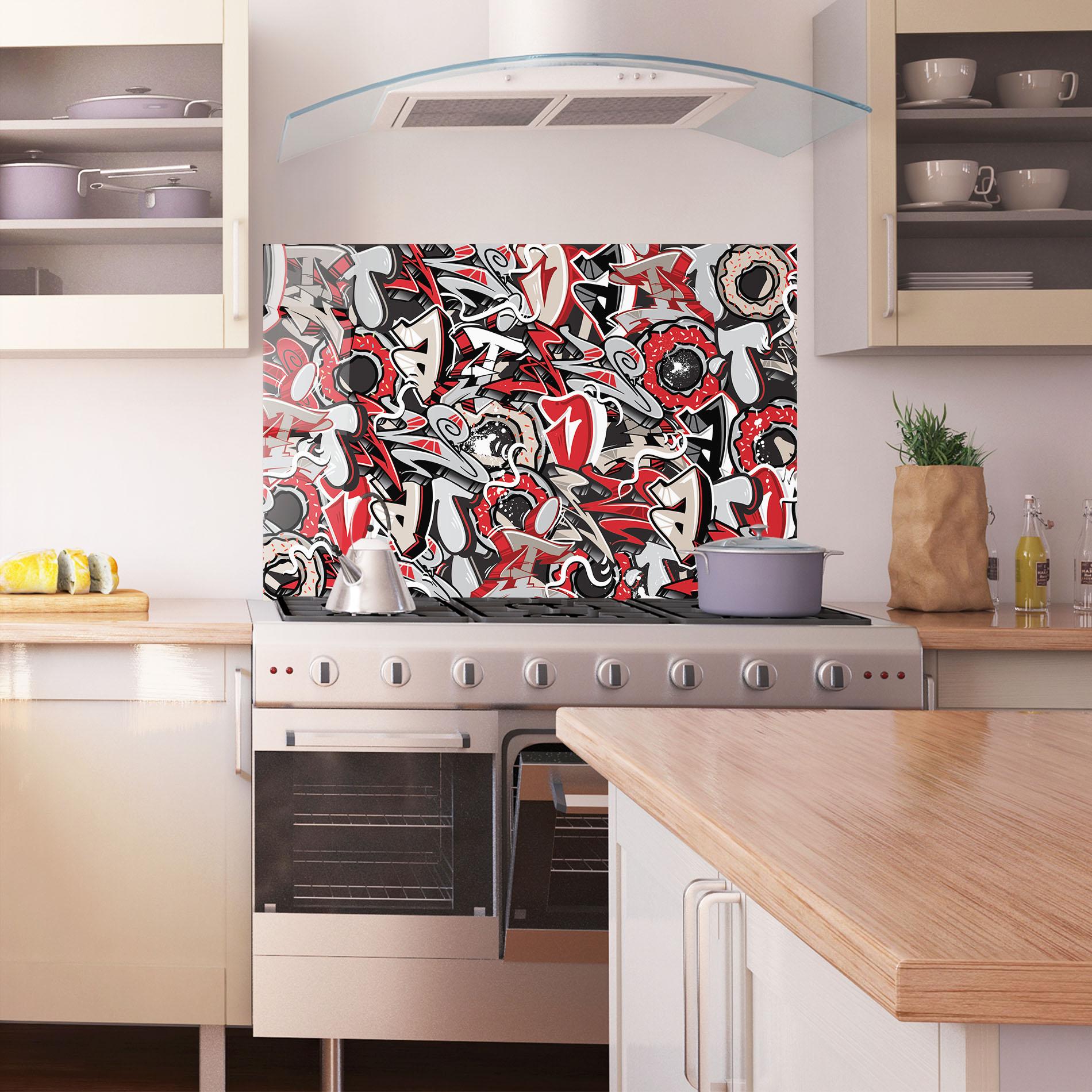 Küchenrückwand Glas Donut Graffiti mockup 1