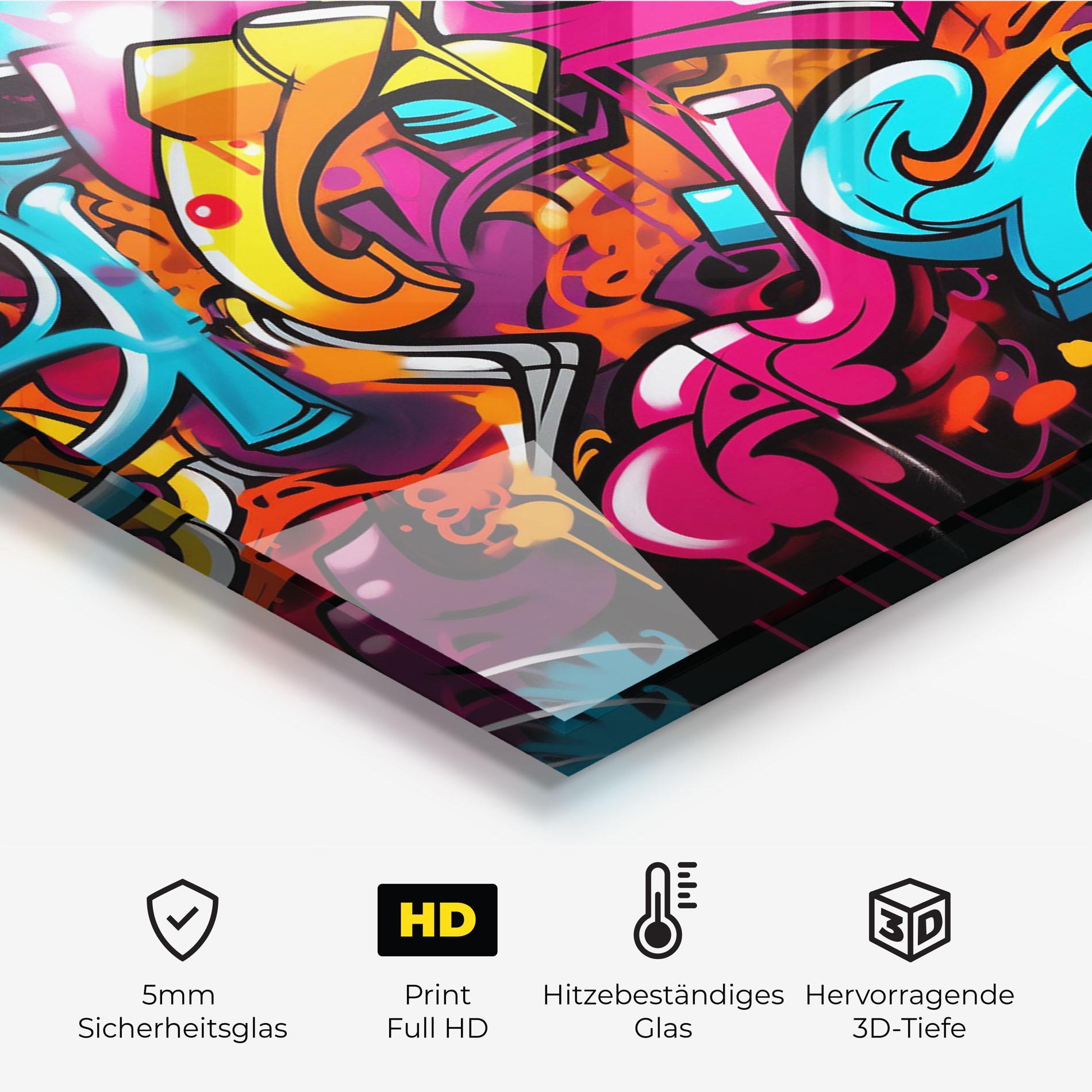 Küchenrückwand Glas Abstract Graffiti mockup 2