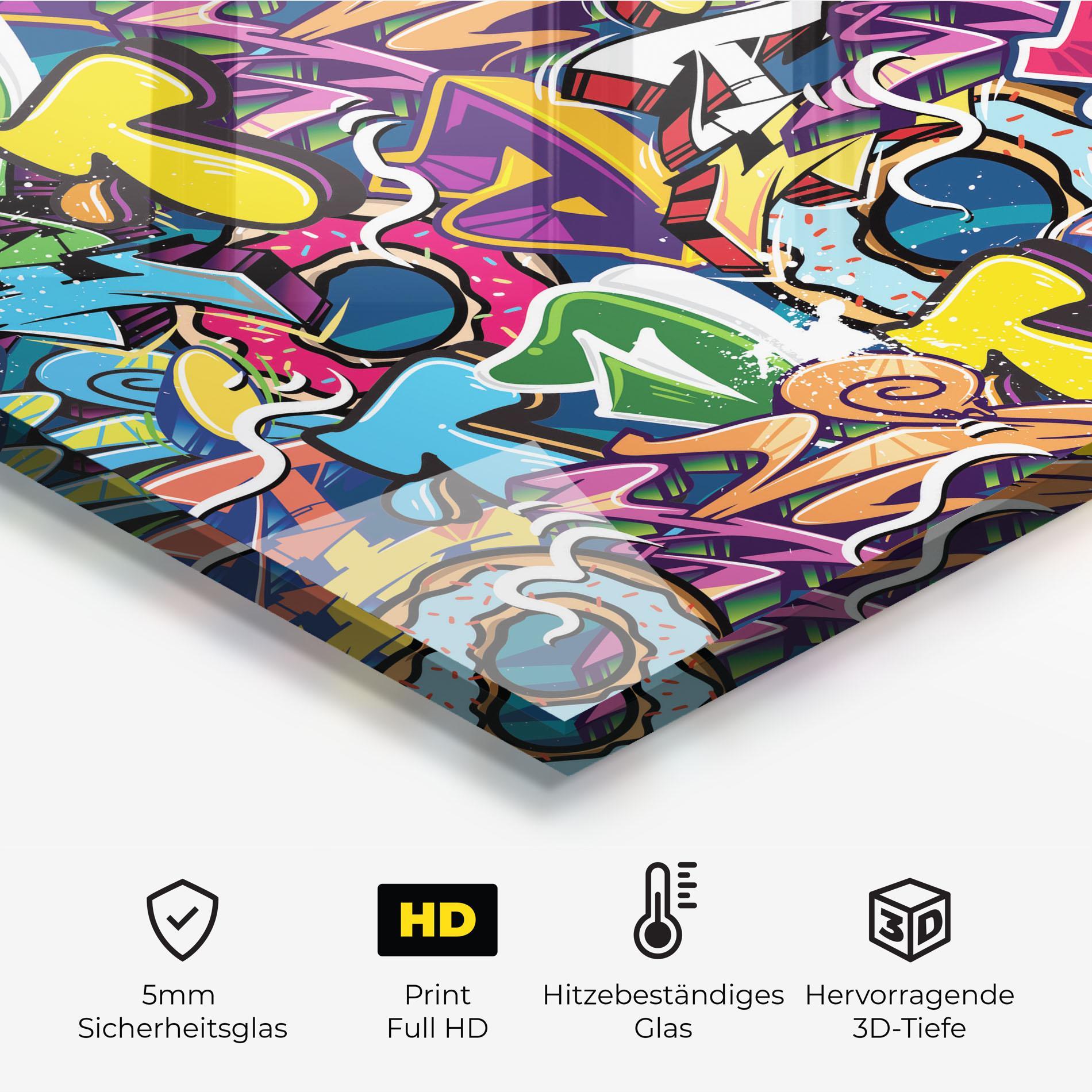 Küchenrückwand Glas Graffiti Letters mockup 2