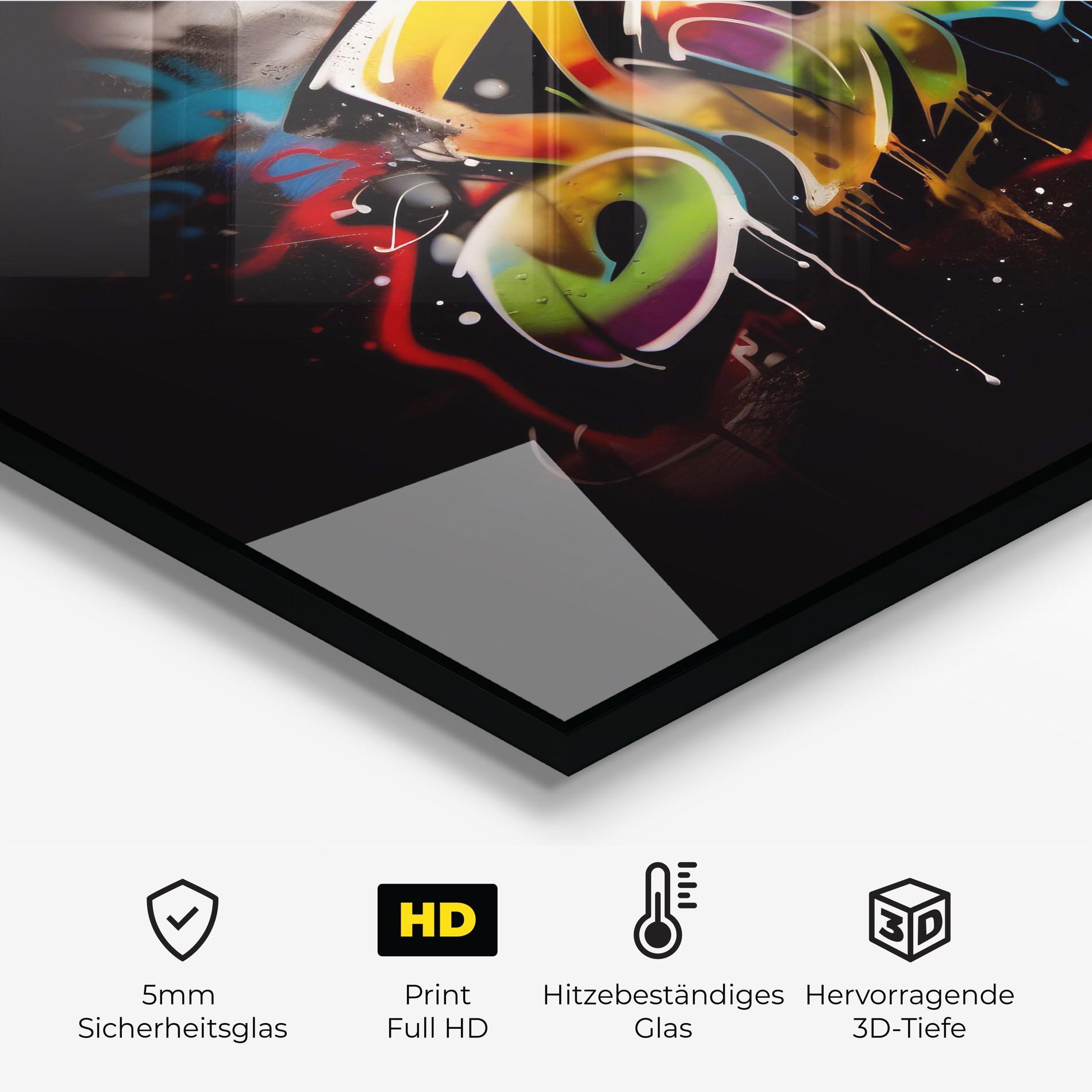 Küchenrückwand Glas Graffiti Style Wall mockup 2