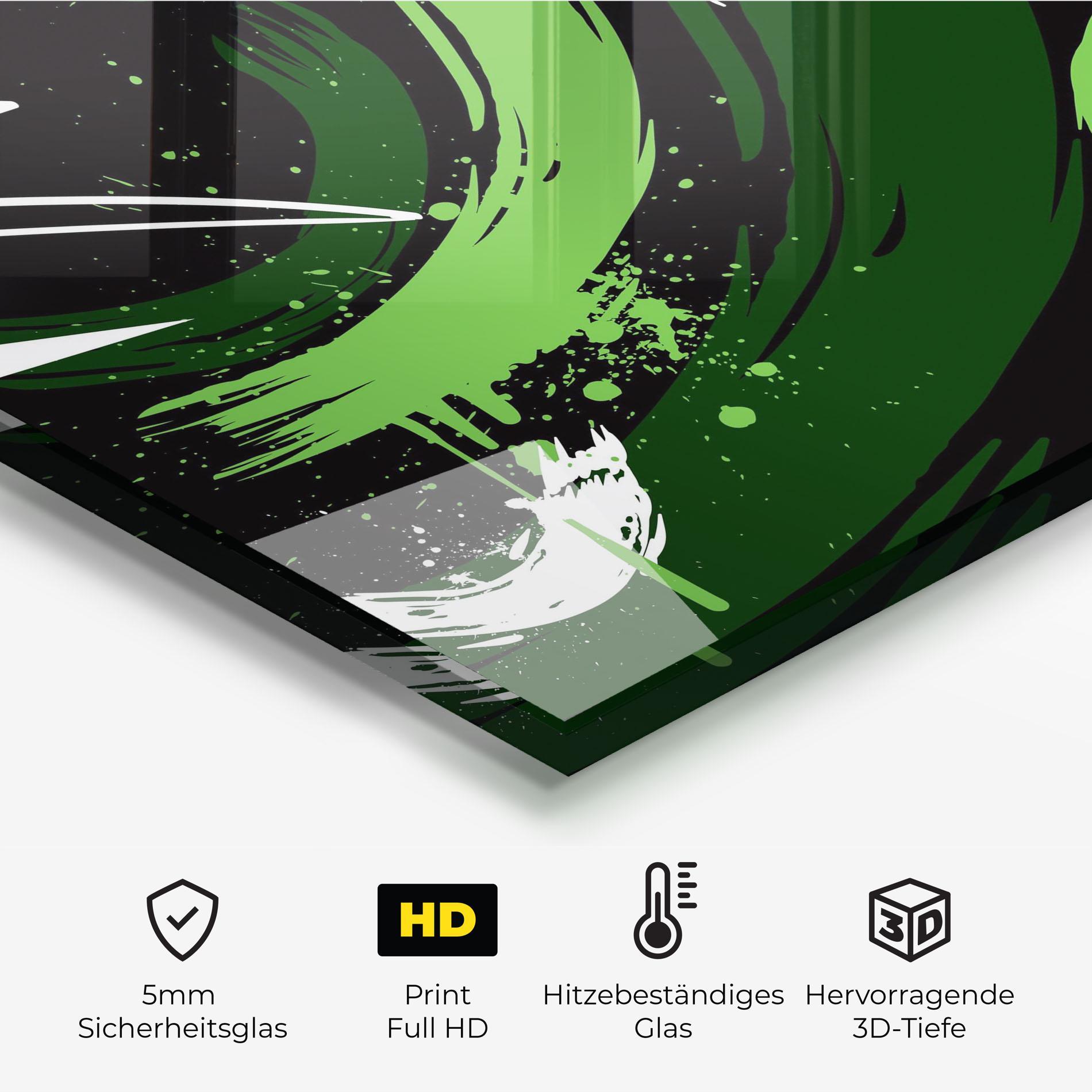 Küchenrückwand Glas Green Shades Graffiti mockup 2