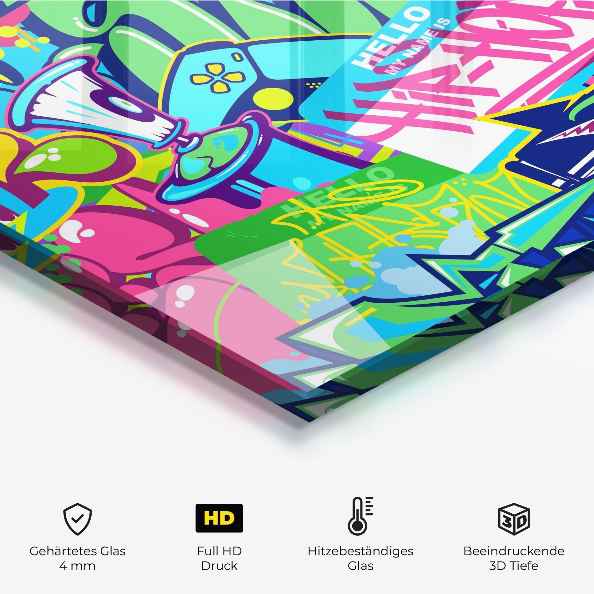Küchenrückwand Glas Colorful Hip Hop mockup 2