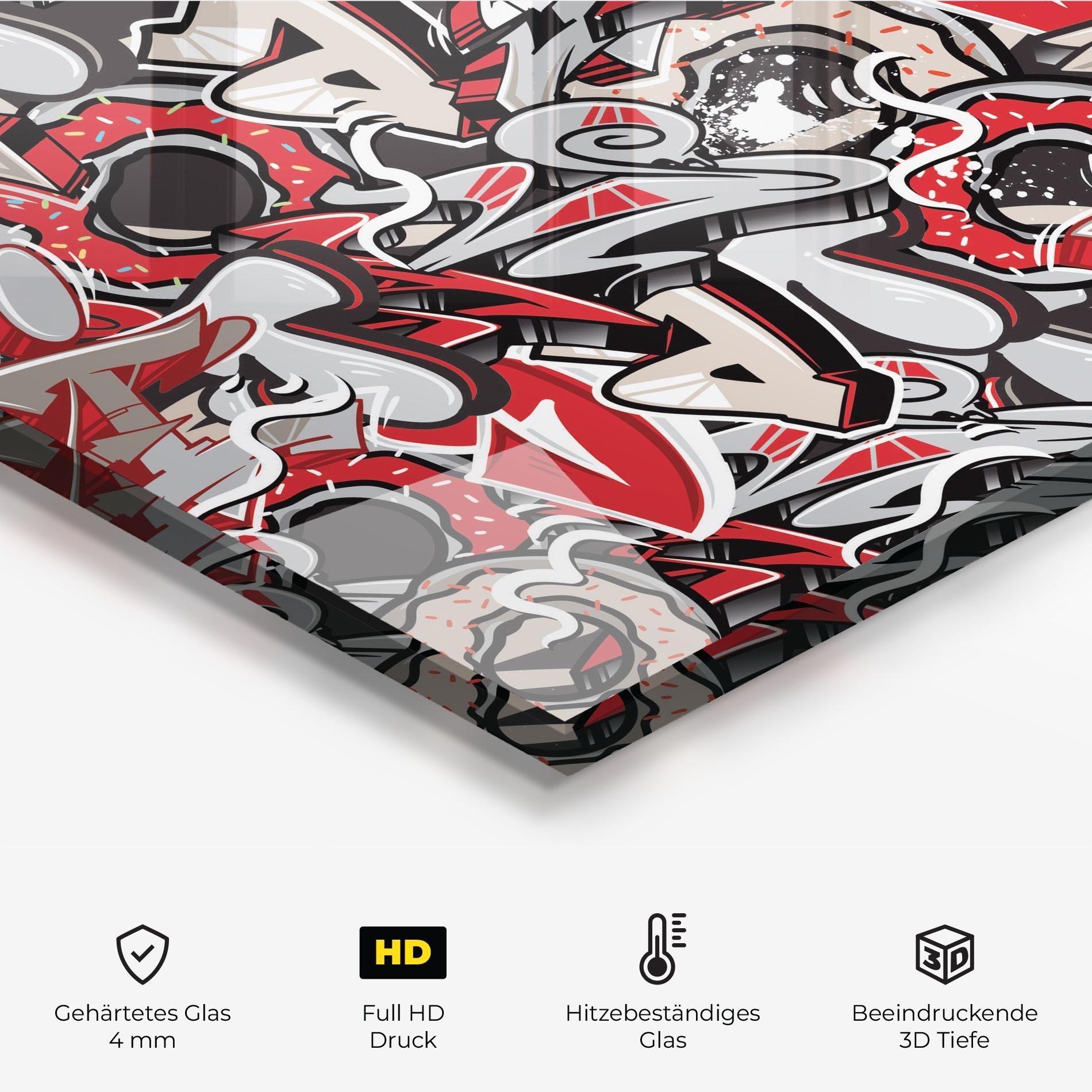 Küchenrückwand Glas Donut Graffiti mockup 2