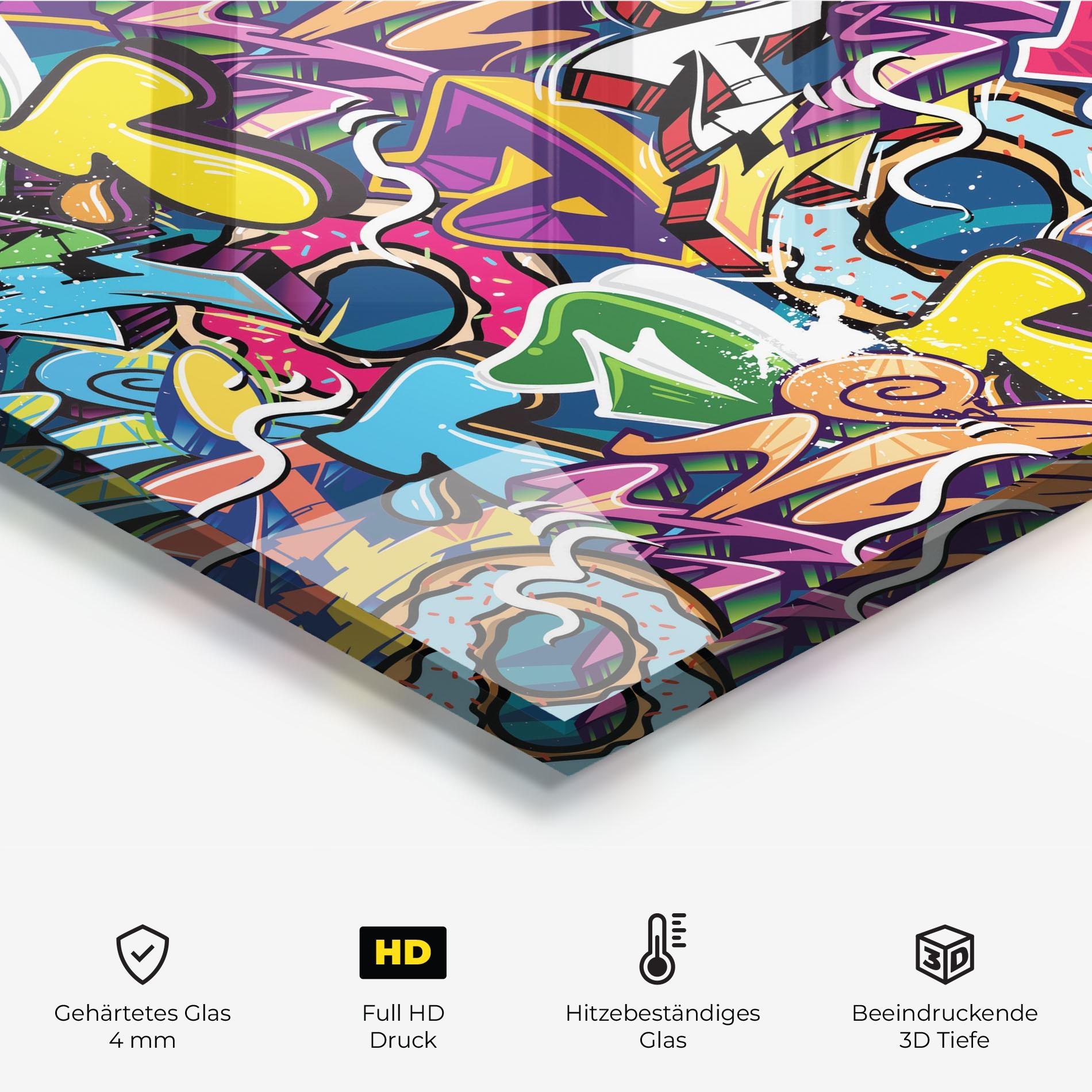 Küchenrückwand Glas Graffiti Letters mockup 2