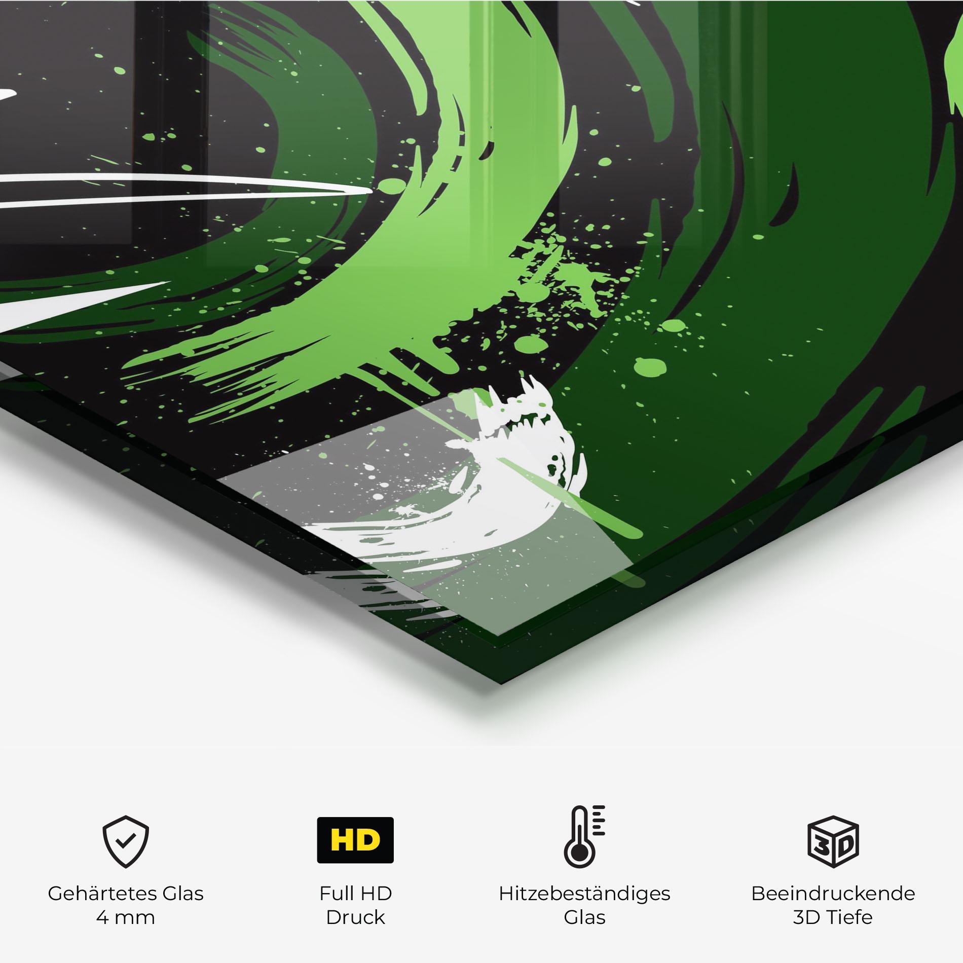 Küchenrückwand Glas Green Shades Graffiti mockup 2