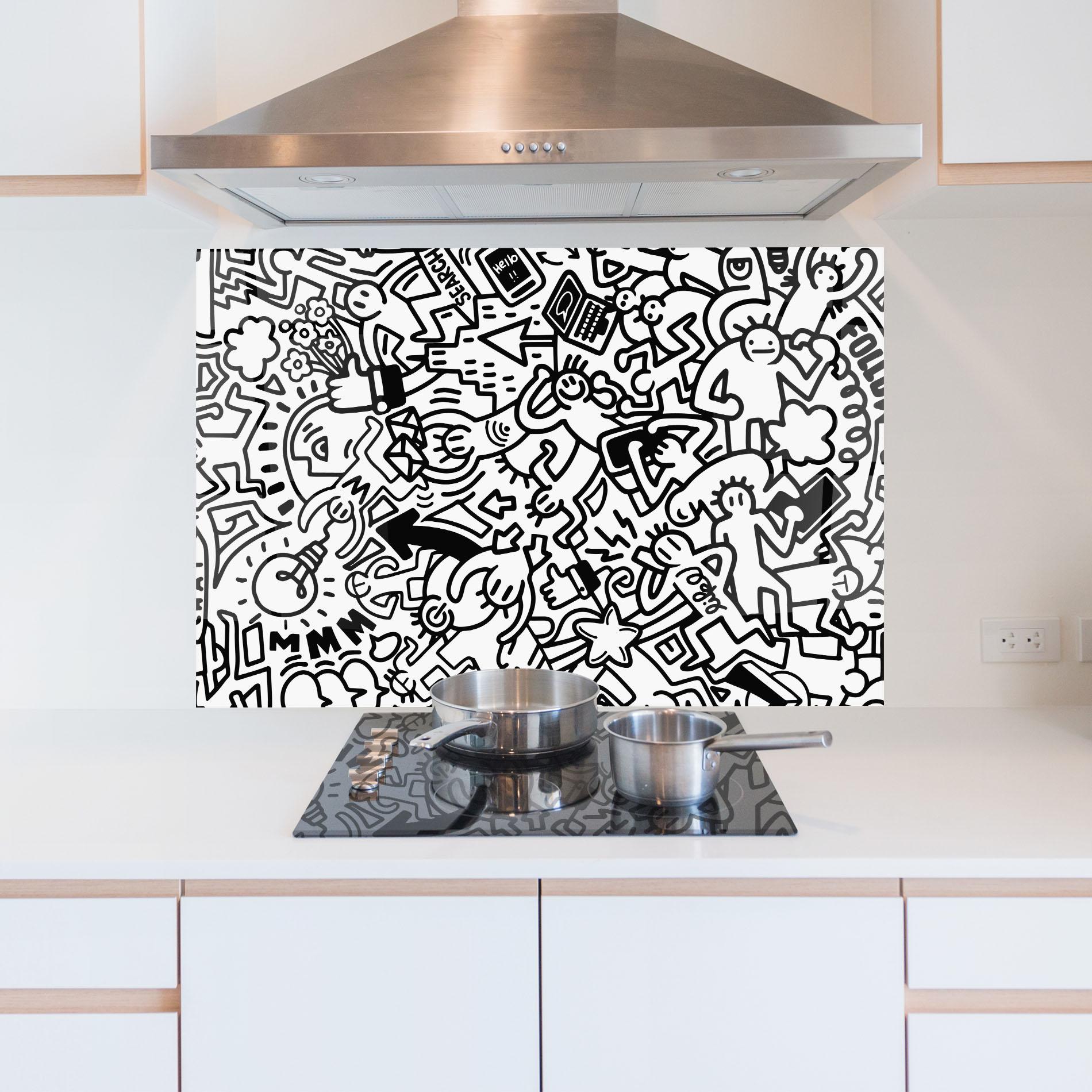 Küchenrückwand Glas Follow Like Graffiti mockup 5