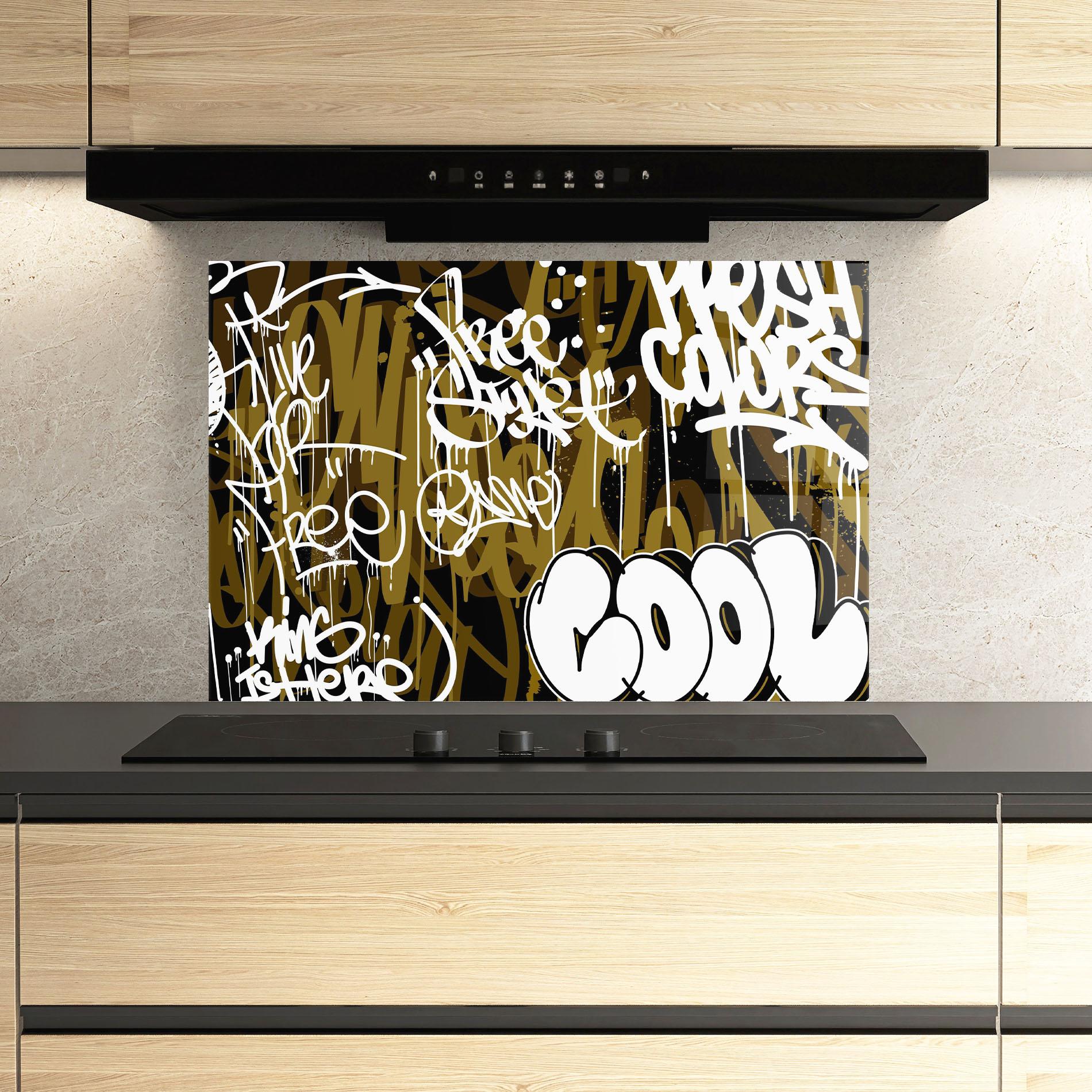 Küchenrückwand Glas Cool Graffiti mockup 3