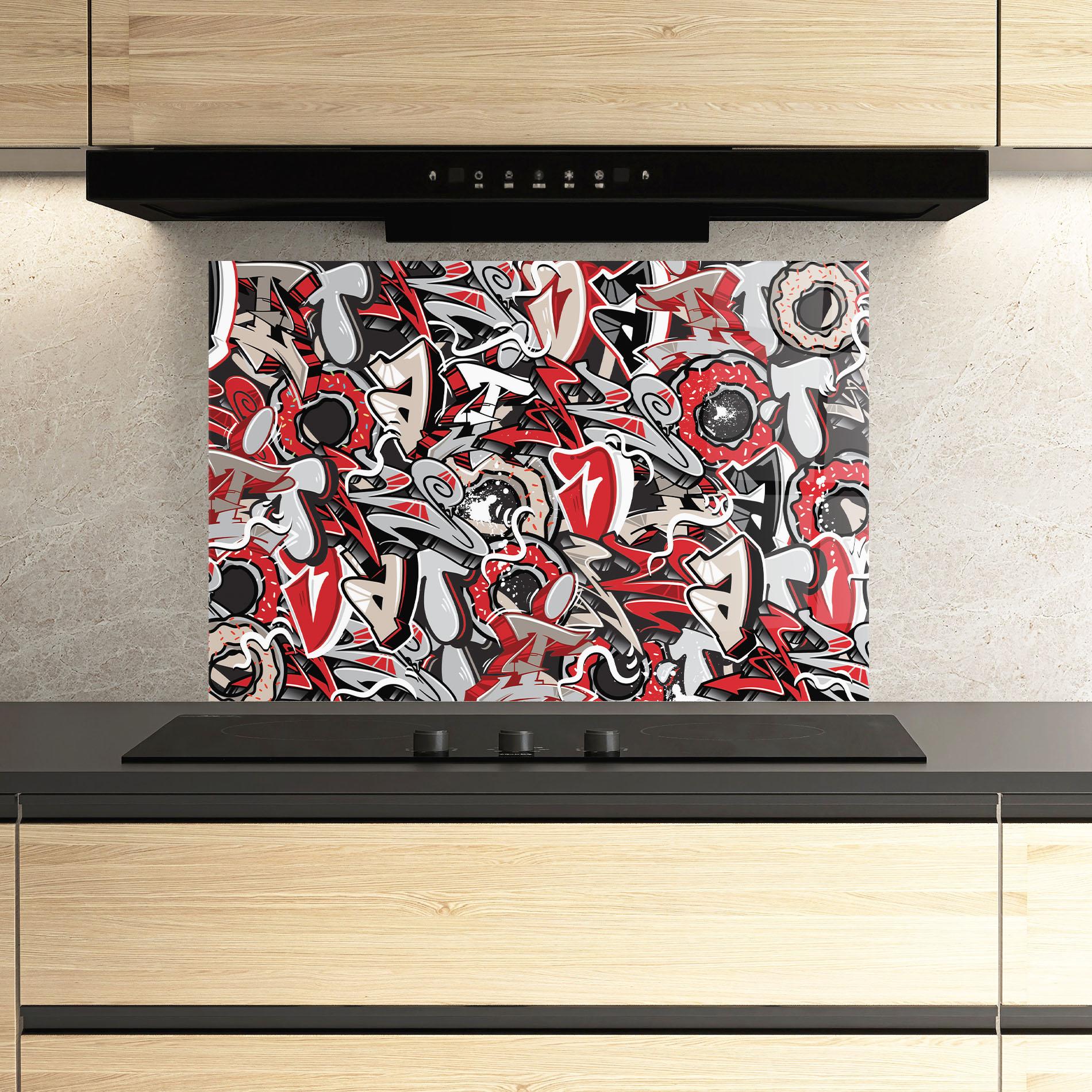 Küchenrückwand Glas Donut Graffiti mockup 3