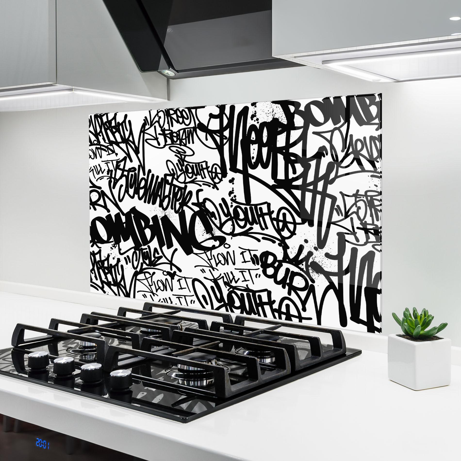 Küchenrückwand Glas Black Tags mockup 6