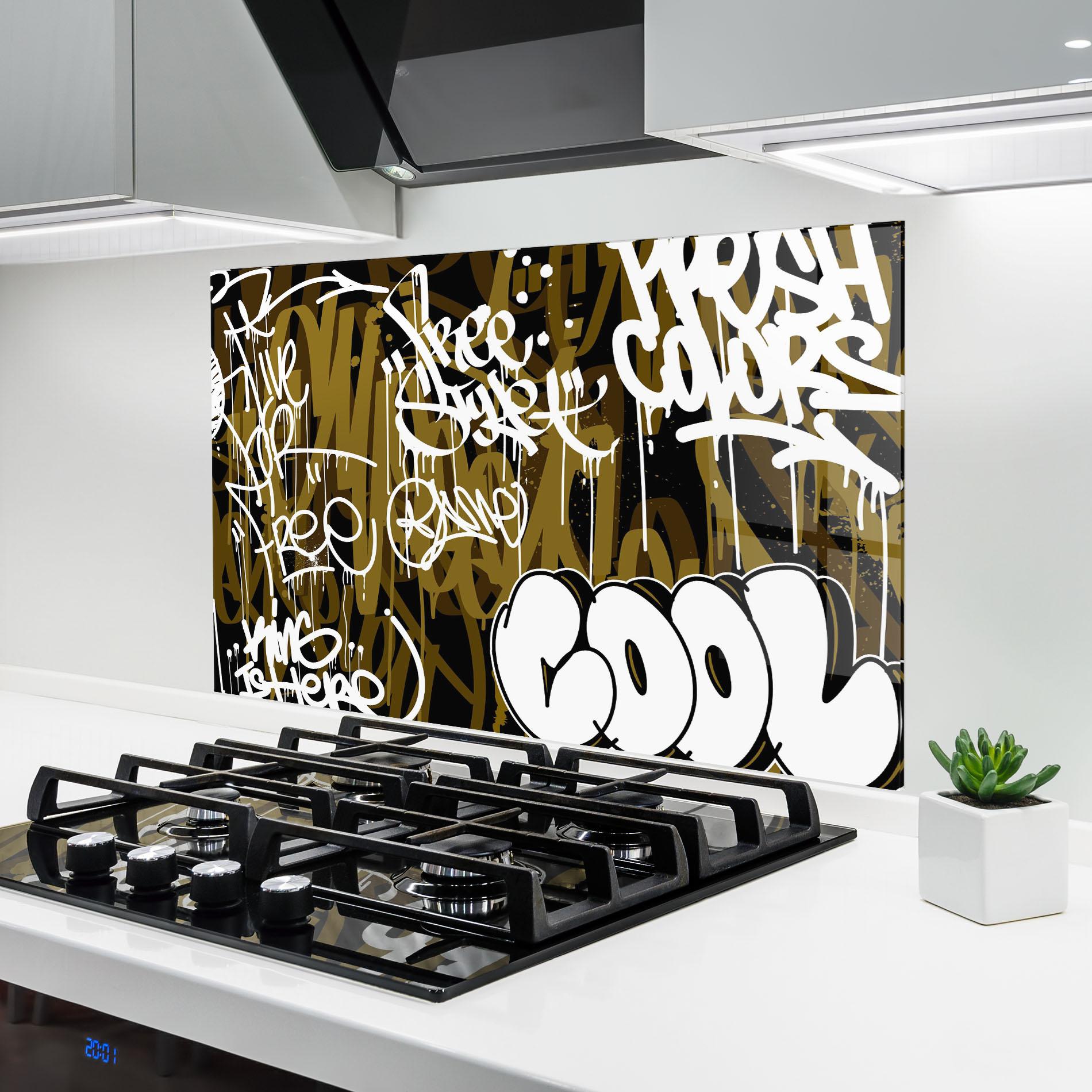 Küchenrückwand Glas Cool Graffiti mockup 6