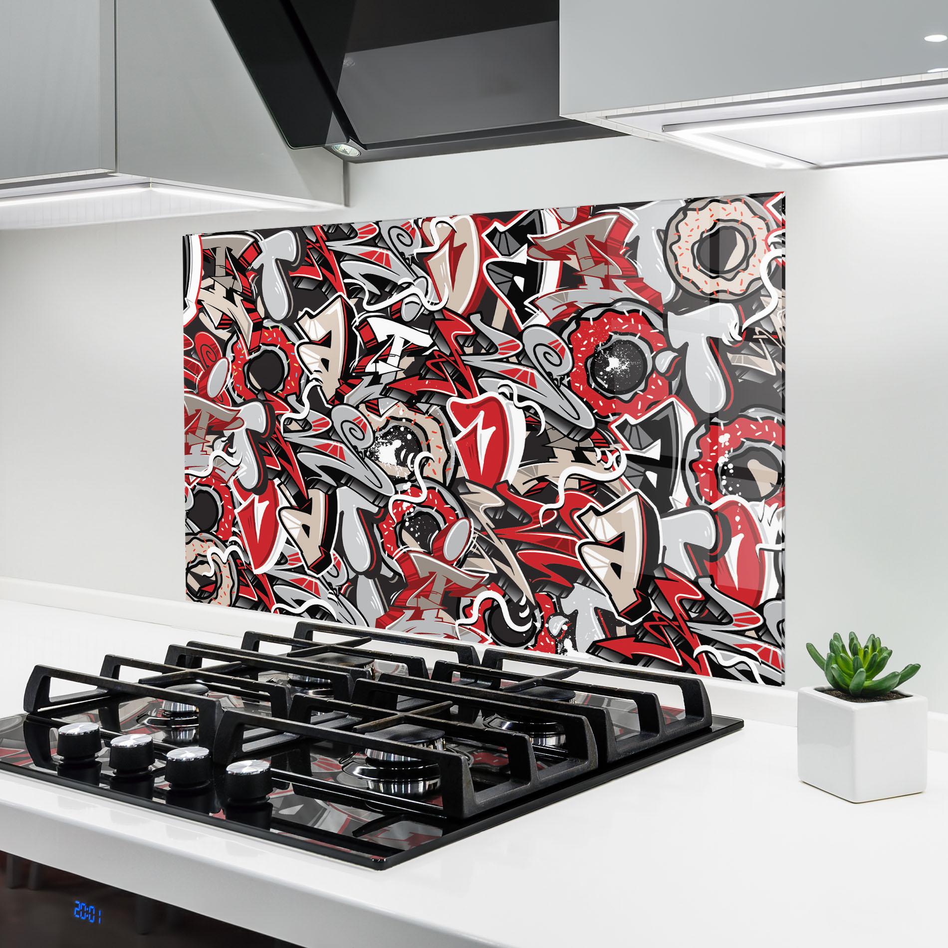 Küchenrückwand Glas Donut Graffiti mockup 6