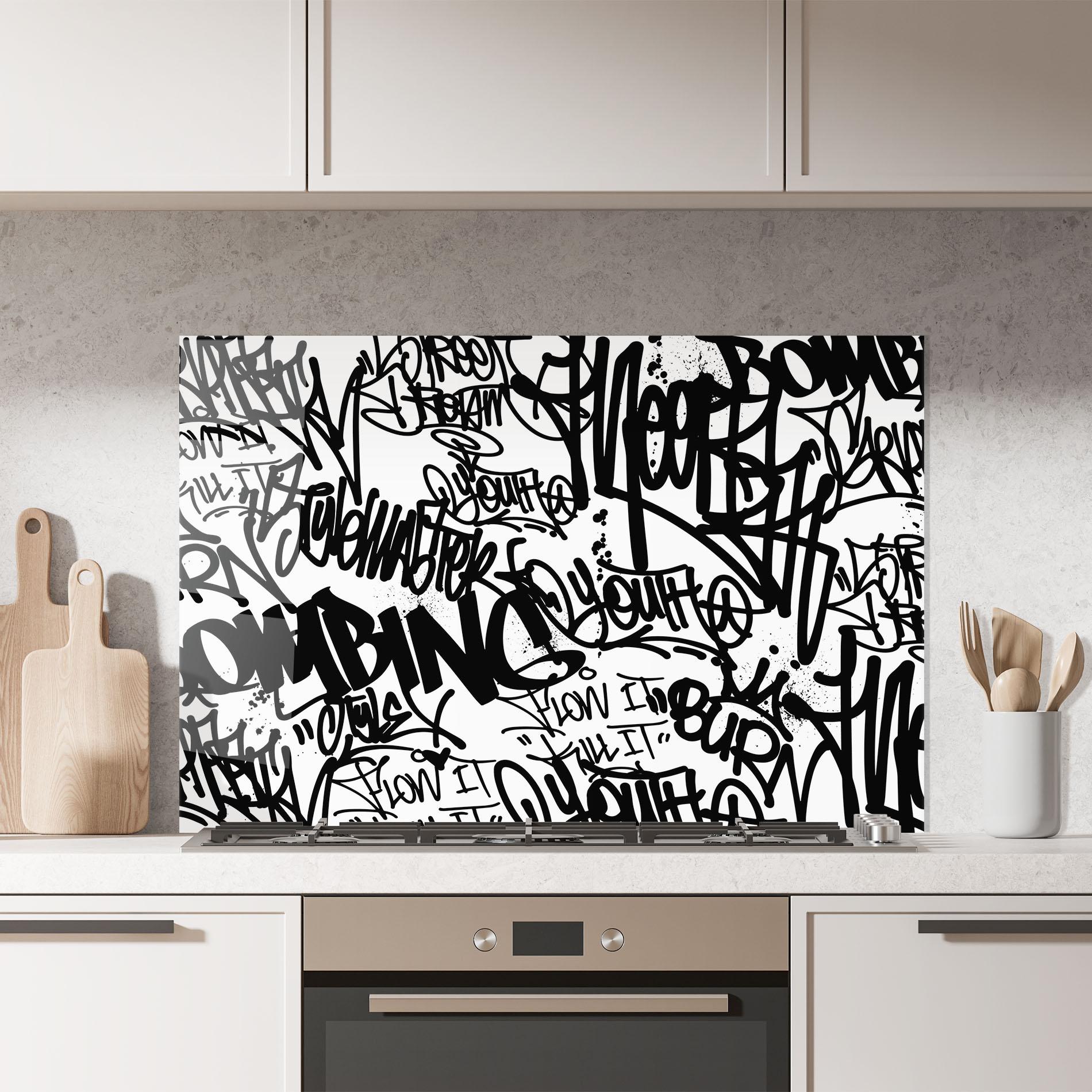 Küchenrückwand Glas Black Tags mockup 7