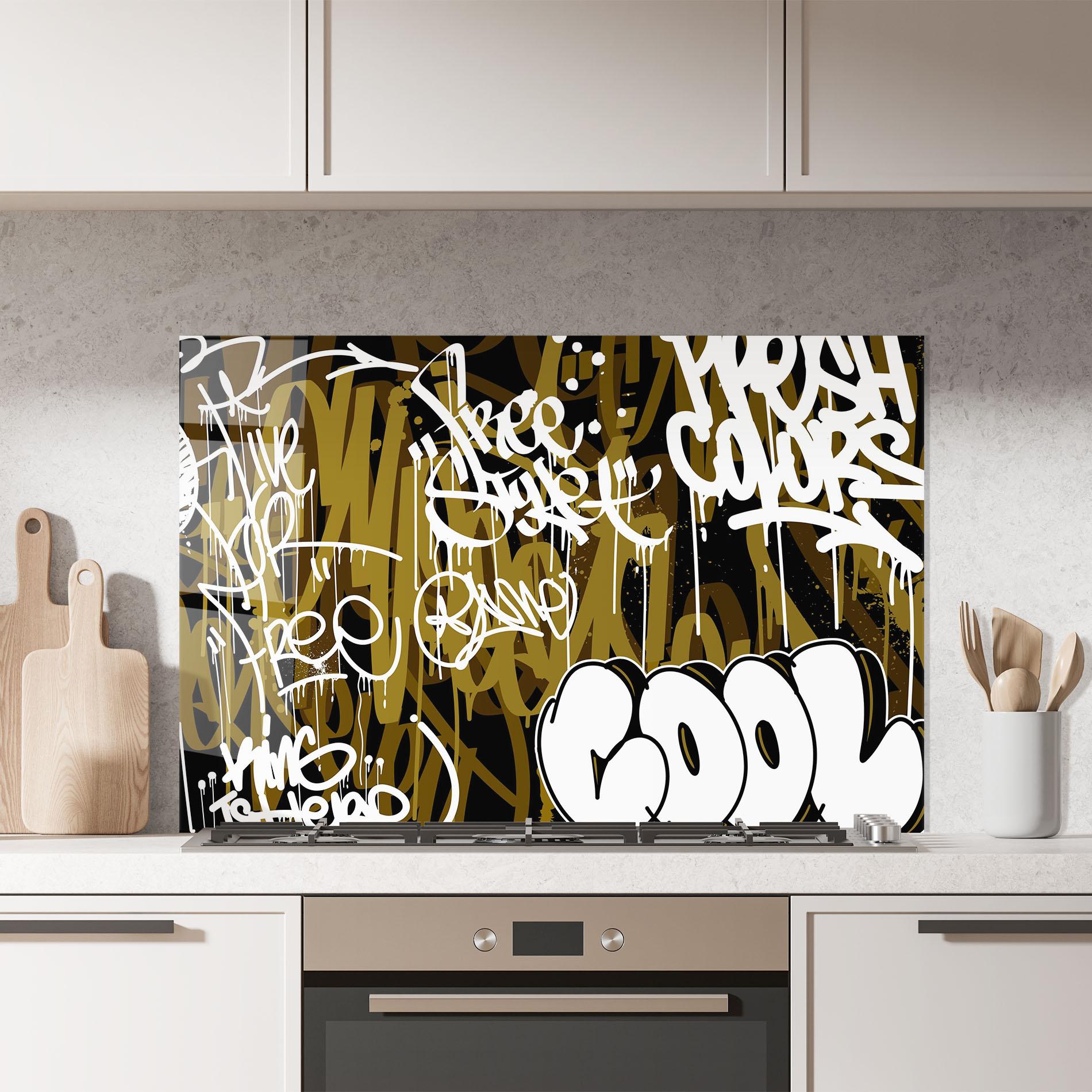 Küchenrückwand Glas Cool Graffiti mockup 7