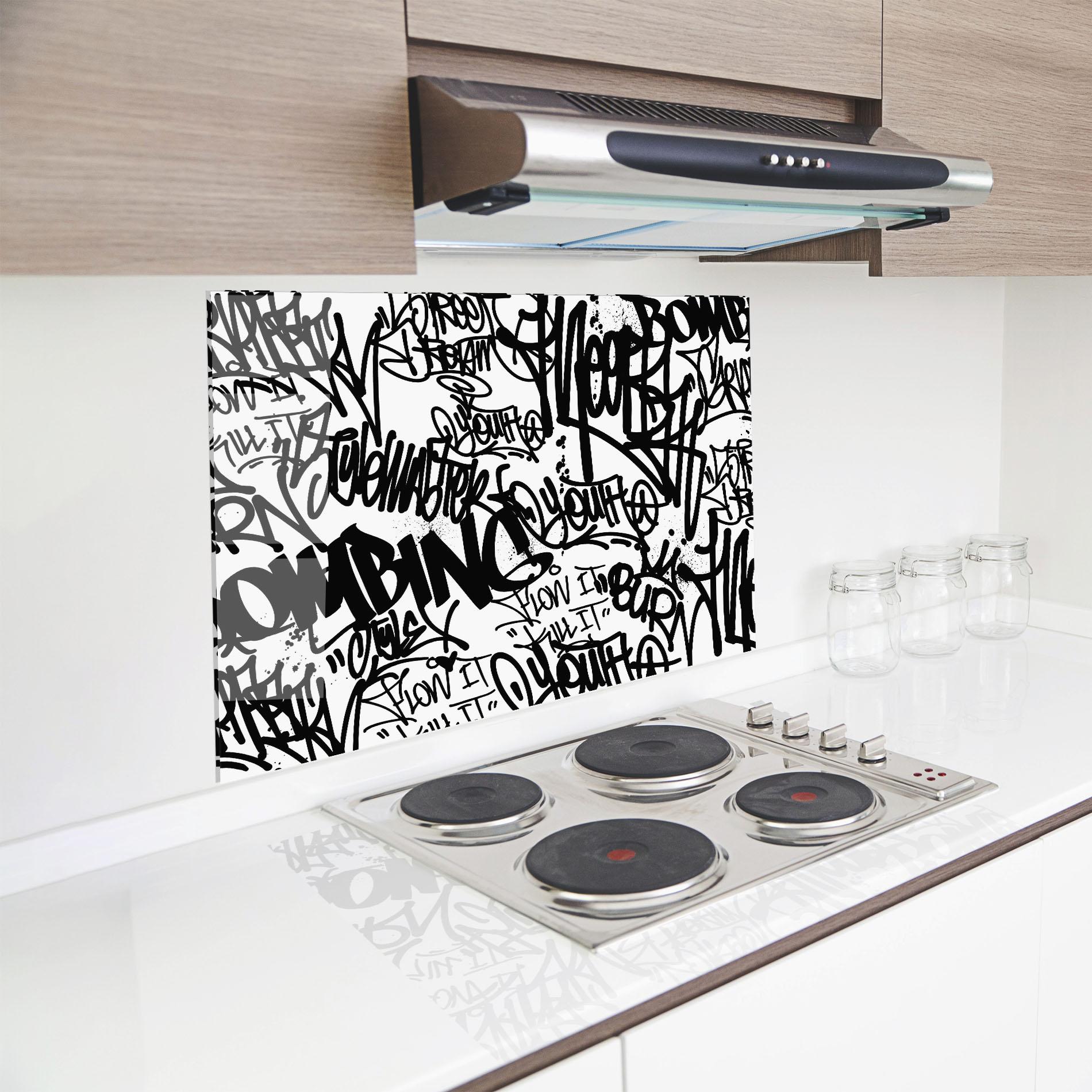 Küchenrückwand Glas Black Tags mockup 8