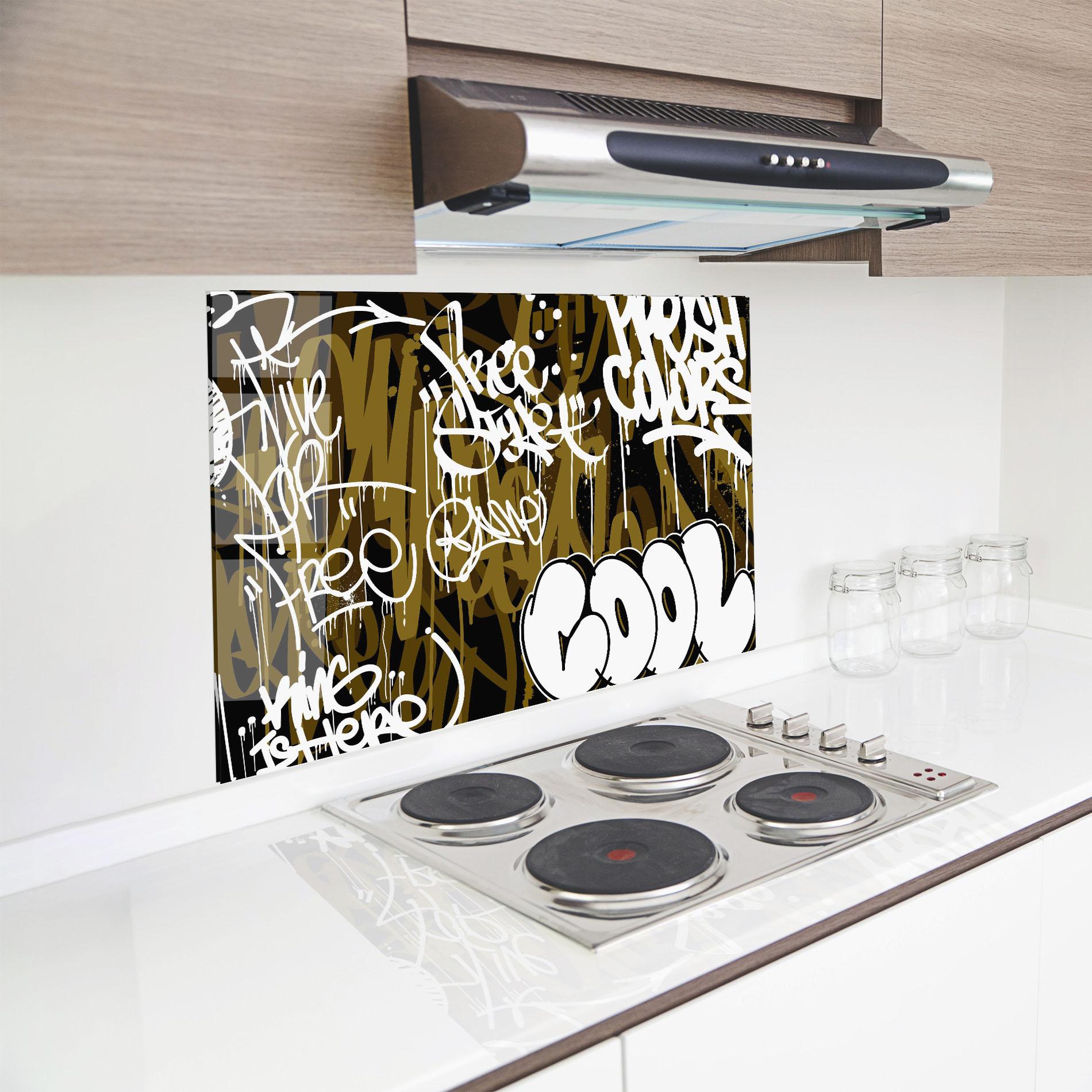 Küchenrückwand Glas Cool Graffiti mockup 8