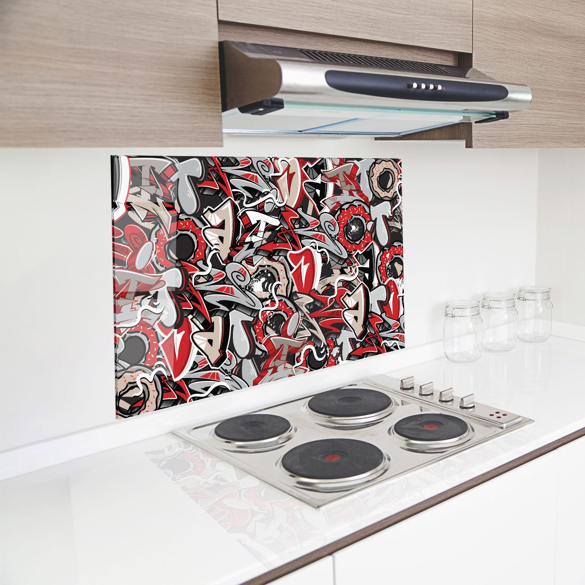 Küchenrückwand Glas Donut Graffiti mockup 8