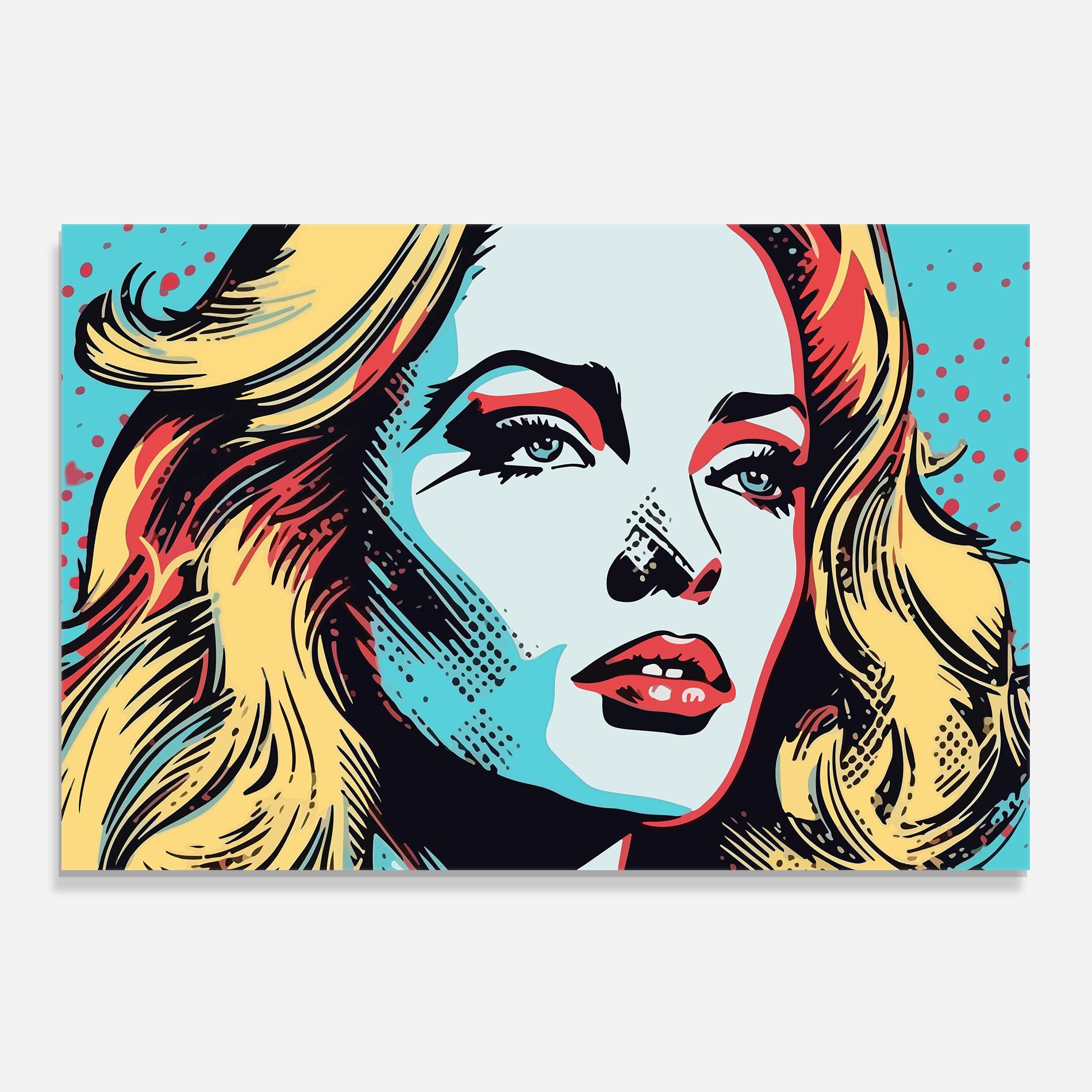 Küchenrückwand Glas Pop Art Lady mockup 0