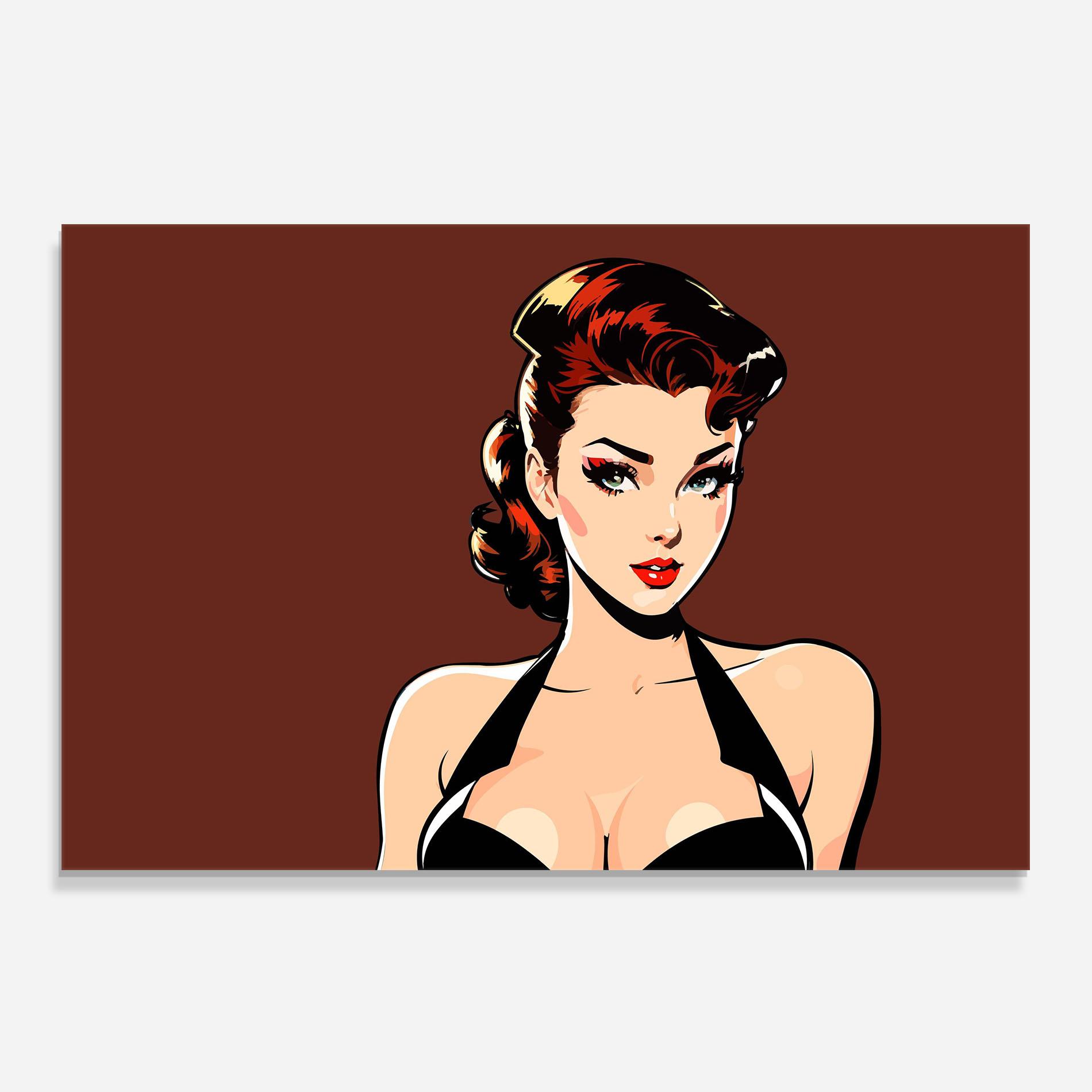 Küchenrückwand Glas Pop Beautiful Woman mockup 0