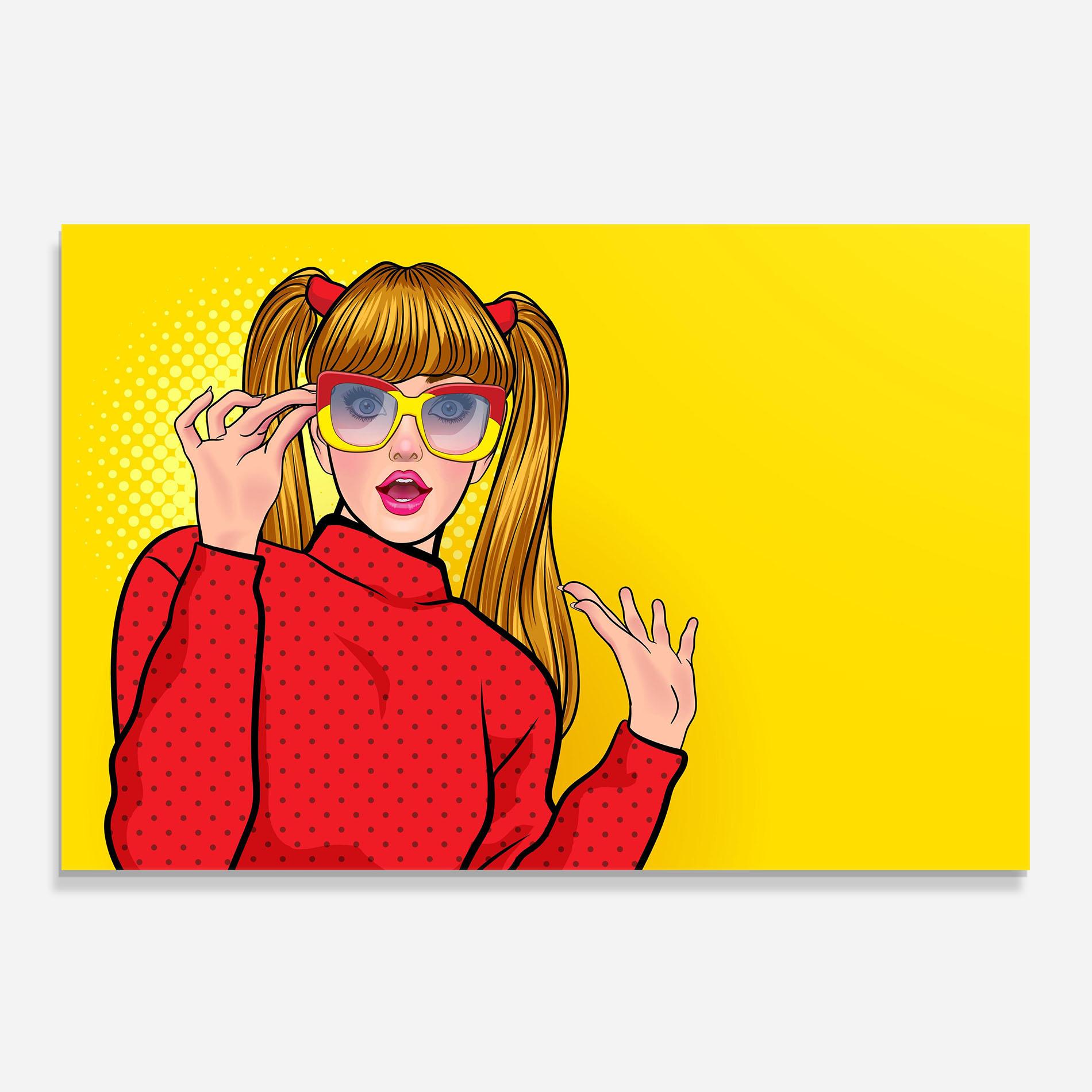 Küchenrückwand Glas Pop Woman Surprised mockup 0