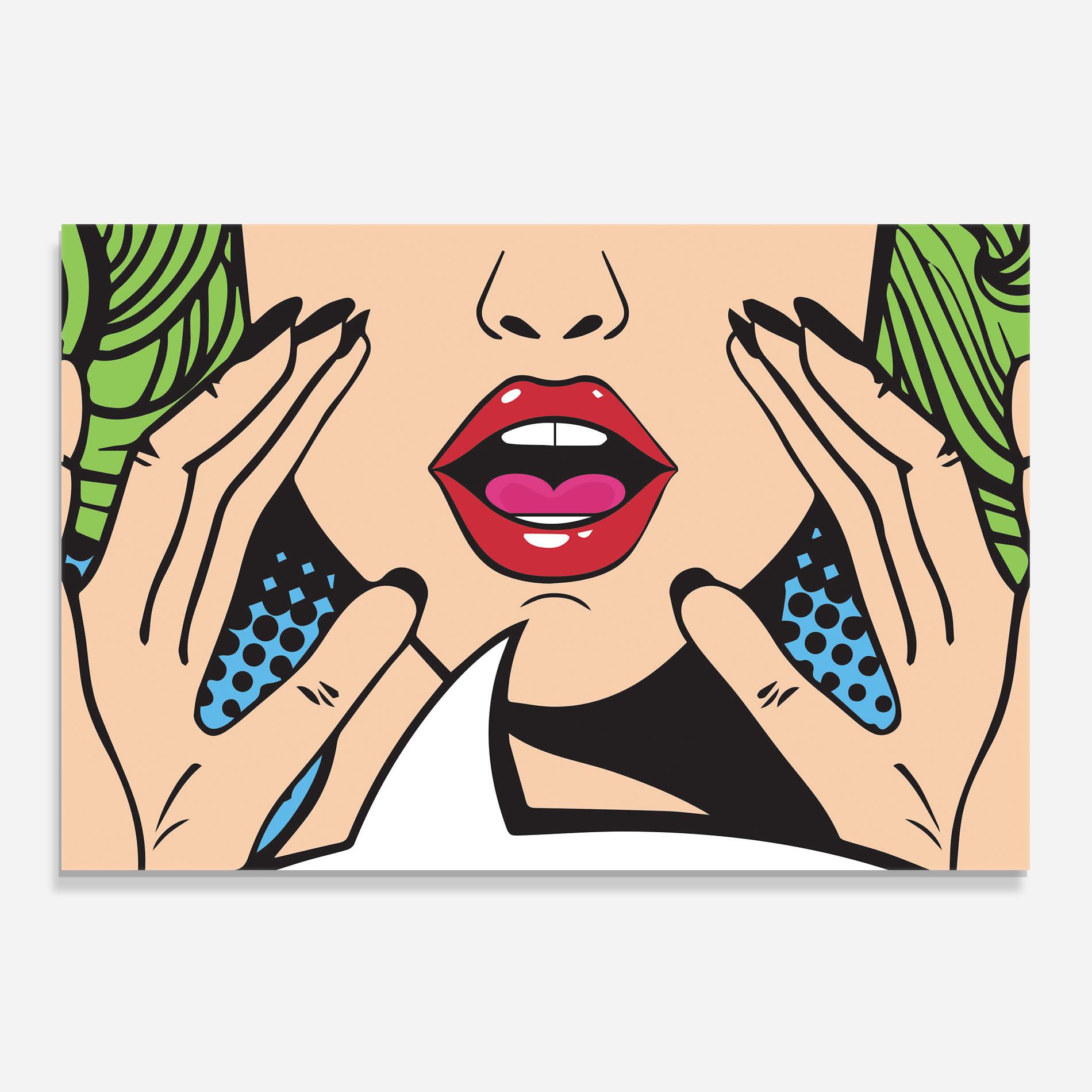 Küchenrückwand Glas Speaking Pop Art mockup 0