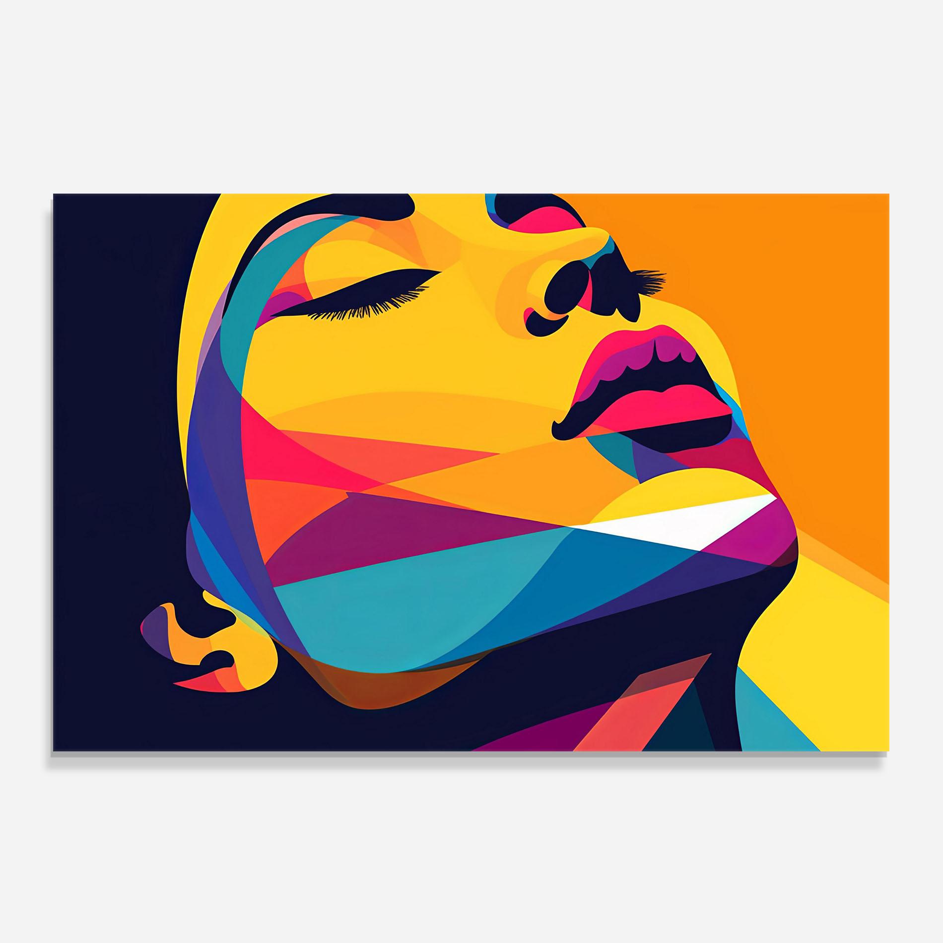 Küchenrückwand Glas Yellow Pop Face mockup 0