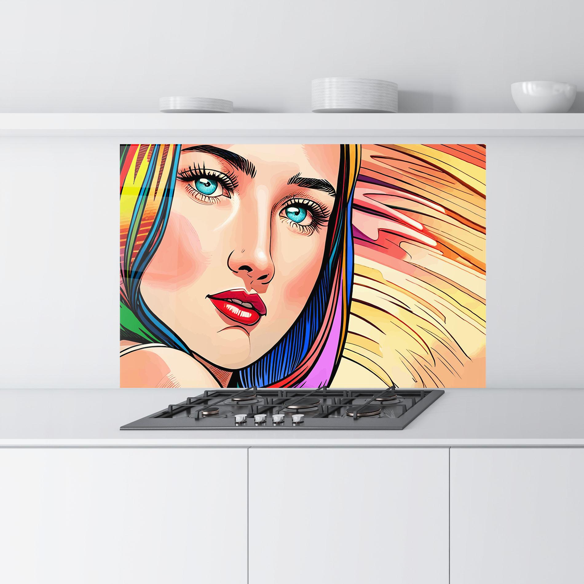 Küchenrückwand Glas Big Pop Eyes mockup 9