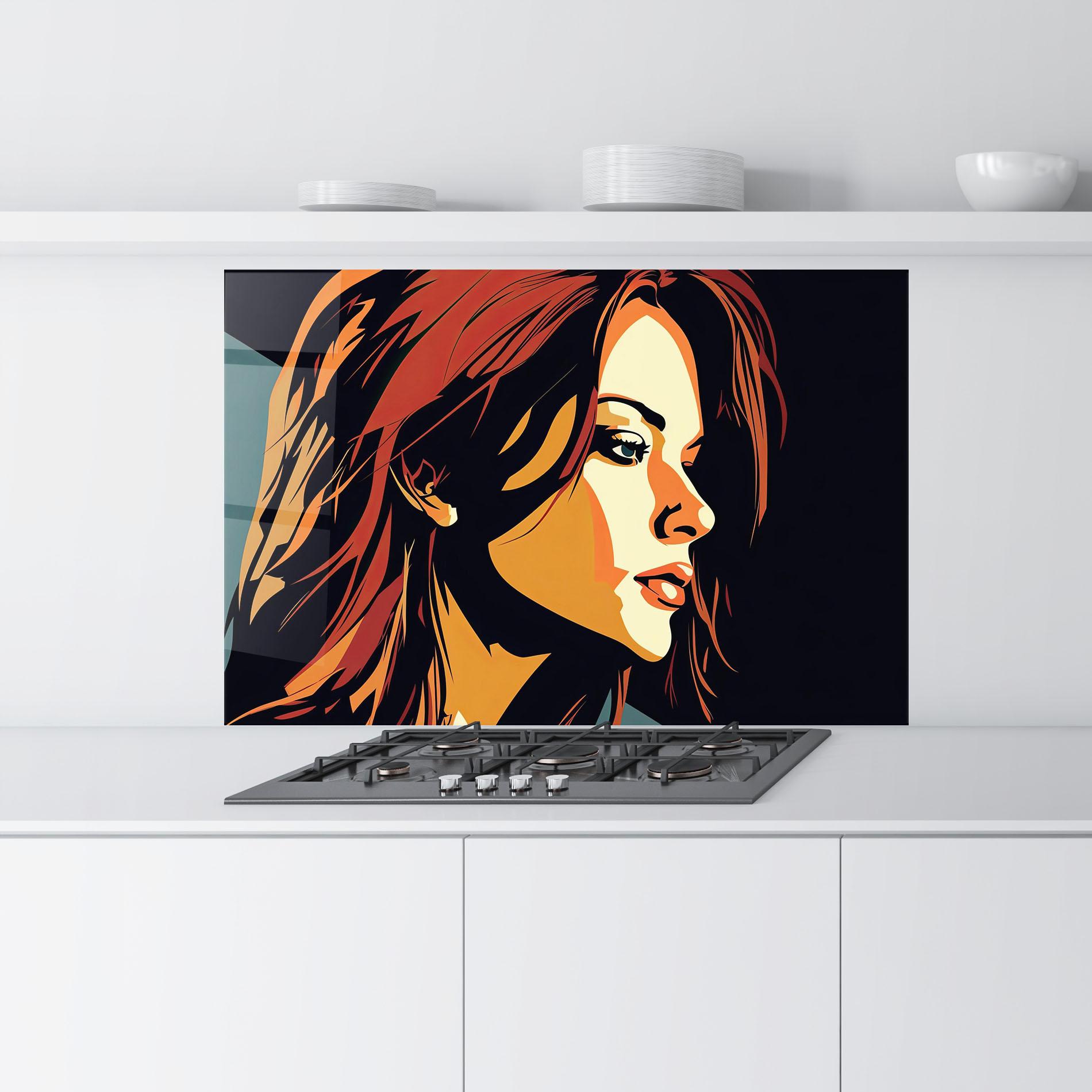 Küchenrückwand Glas Brown Pop Hair mockup 9