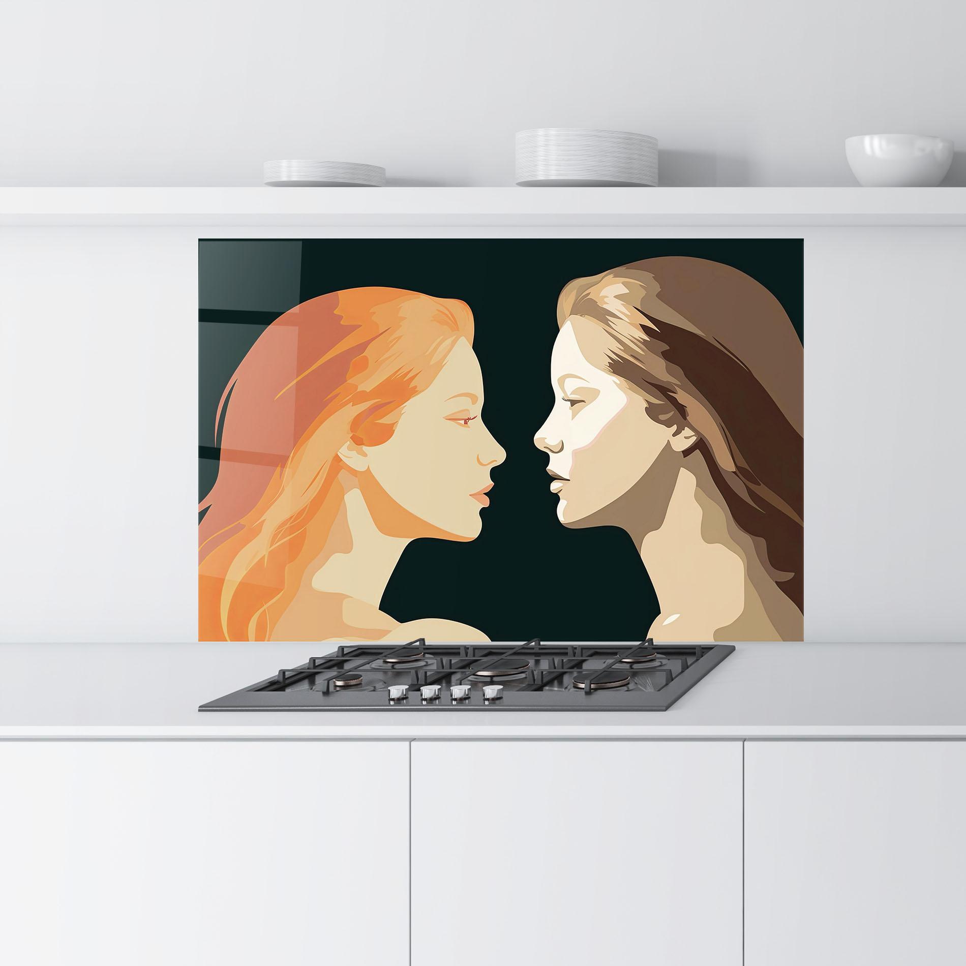 Küchenrückwand Glas Orange Pop Girl mockup 9