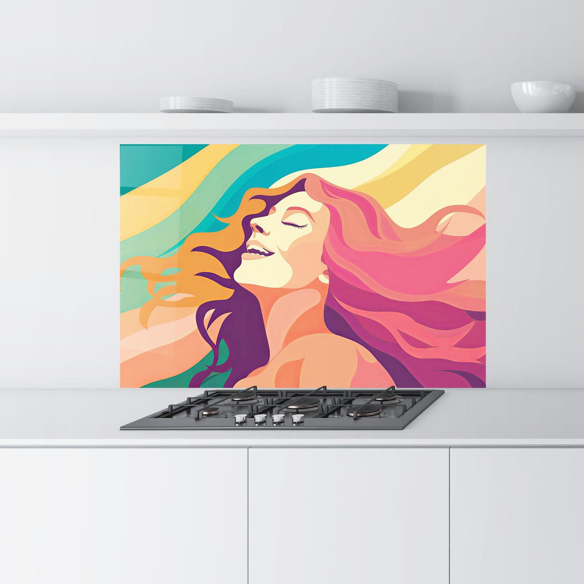 Küchenrückwand Glas Pink Pop Hair mockup 9