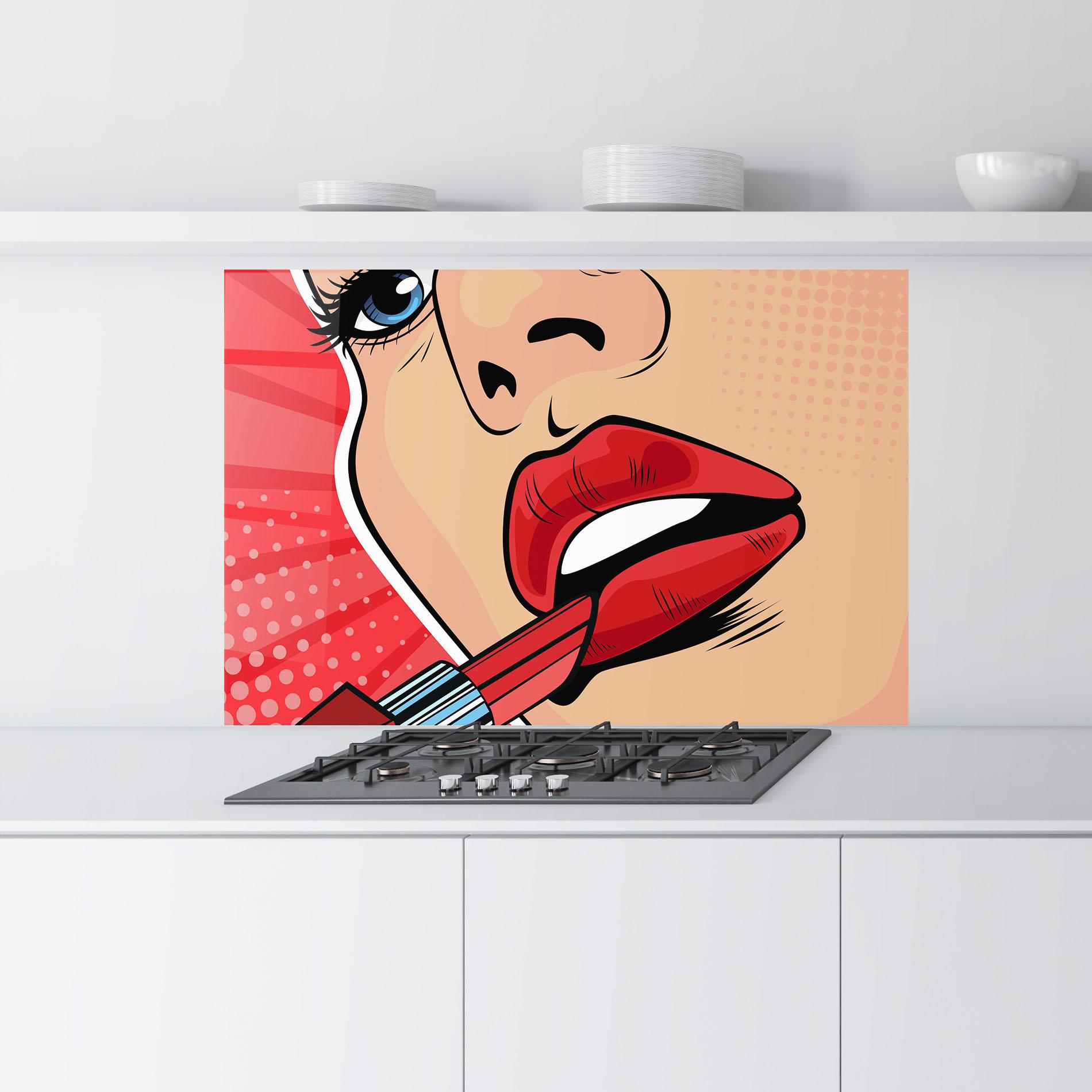 Küchenrückwand Glas Pop Art Lipstick mockup 9