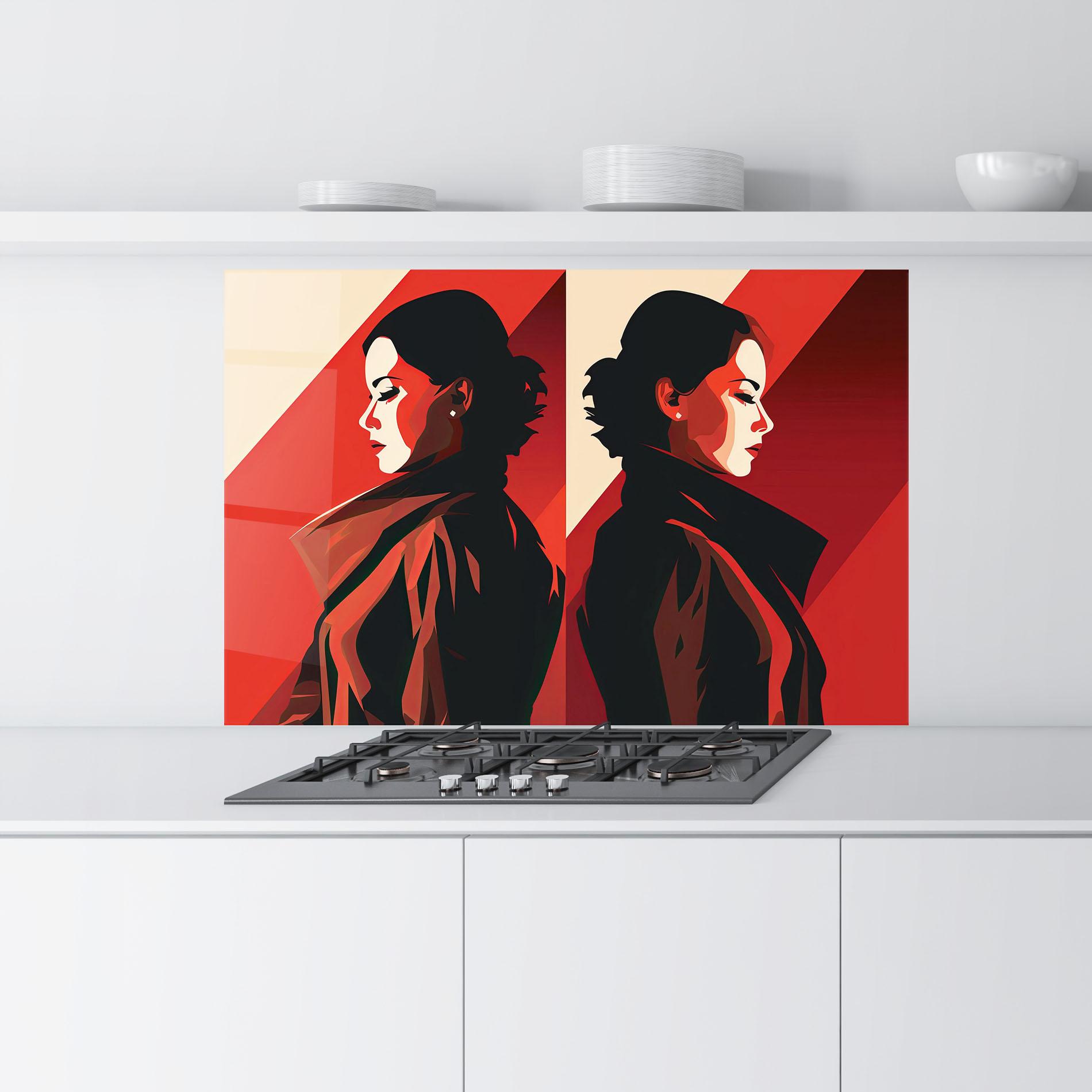 Küchenrückwand Glas Pop Outfit Lady mockup 9