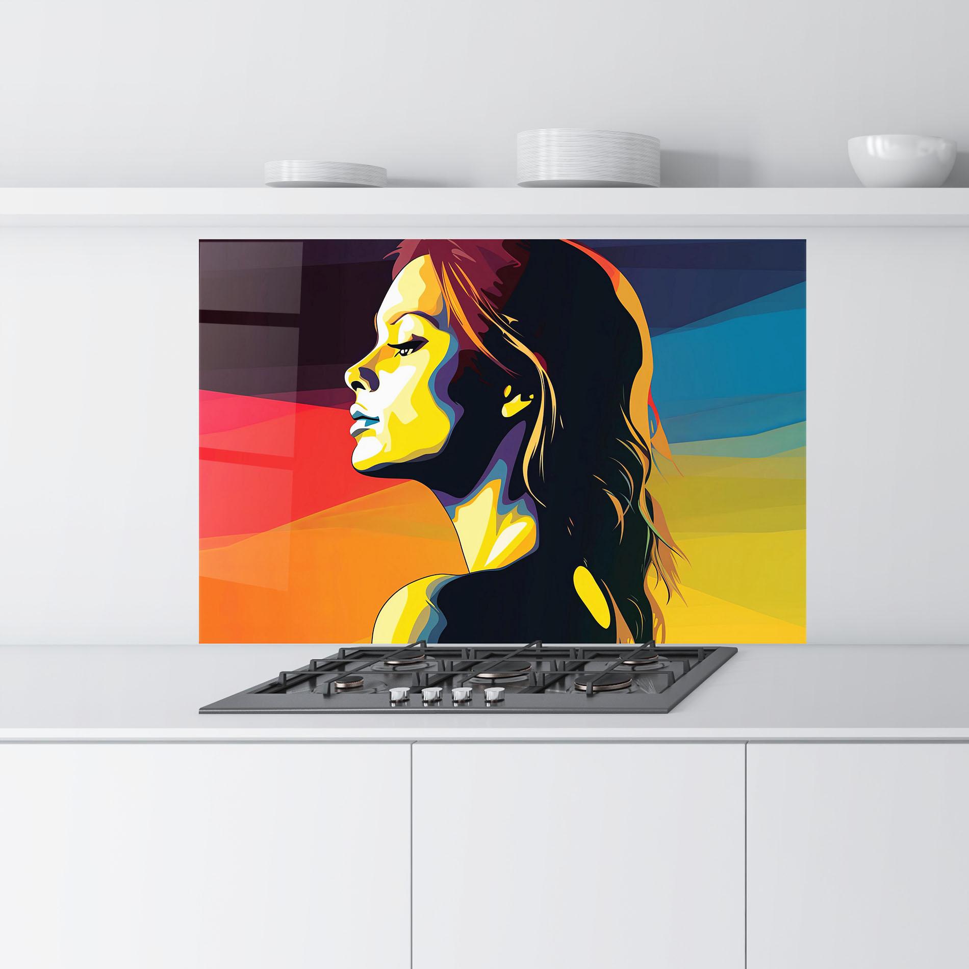 Küchenrückwand Glas Yellow Light Pop Art mockup 9