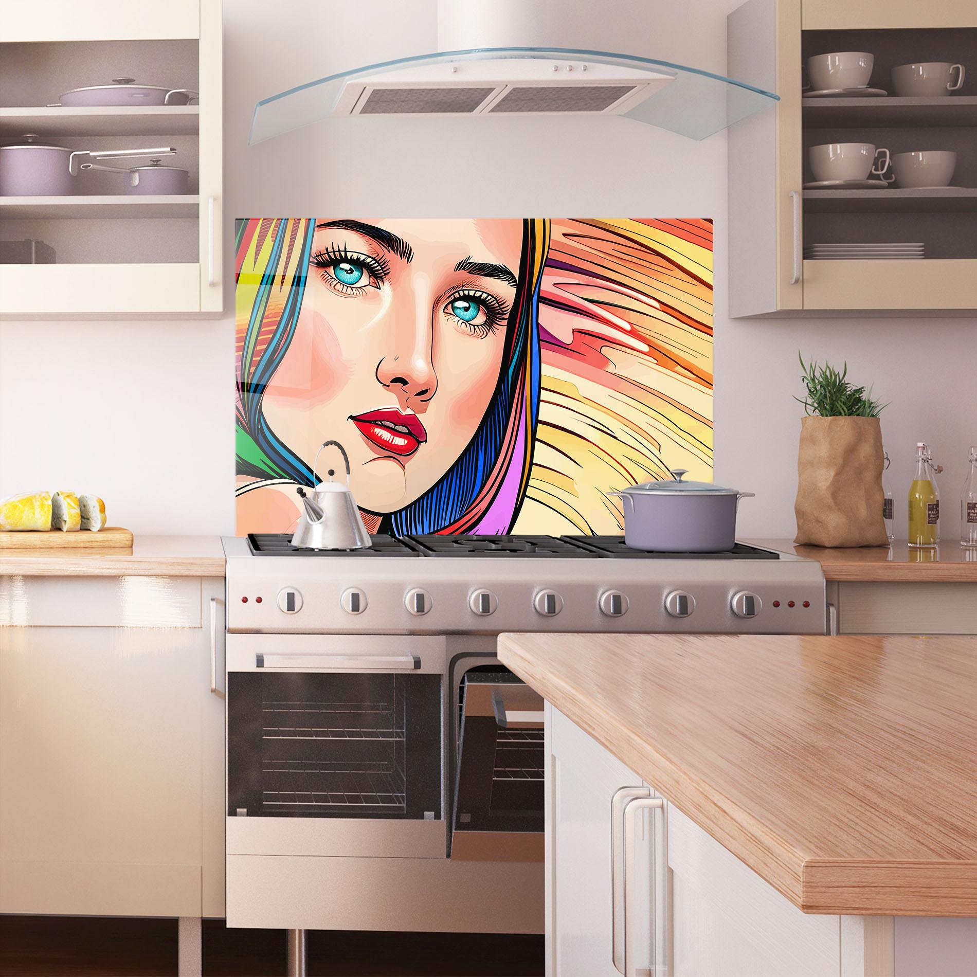 Küchenrückwand Glas Big Pop Eyes mockup 1