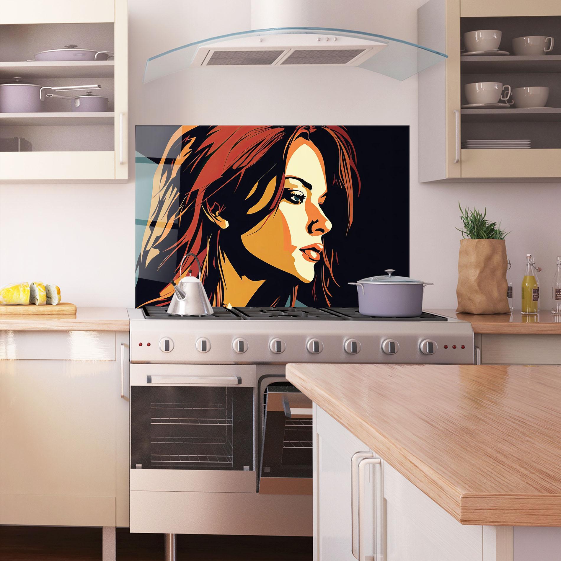 Küchenrückwand Glas Brown Pop Hair mockup 1