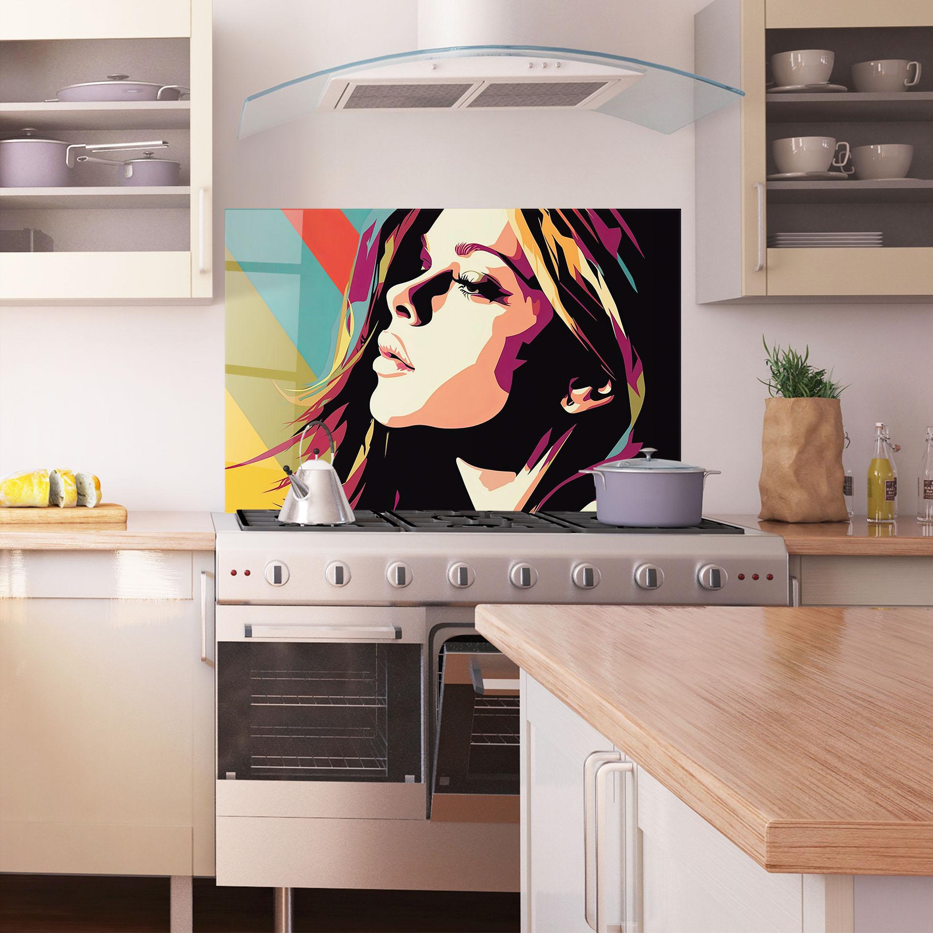 Küchenrückwand Glas Cream Pop Art mockup 1